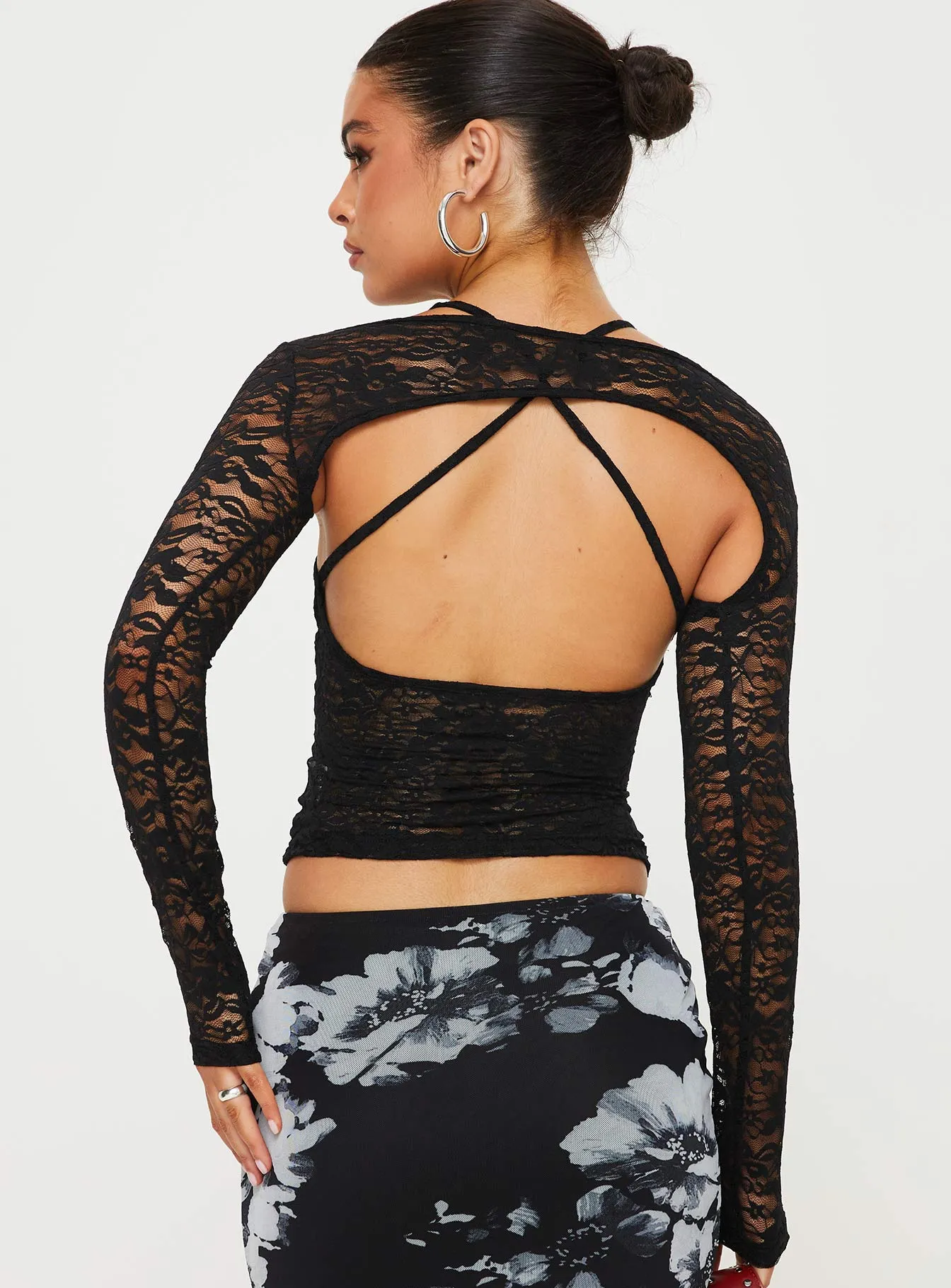 Silveira Long Sleeve Lace Top Black sold by Princess Polly product image thumbnail 5