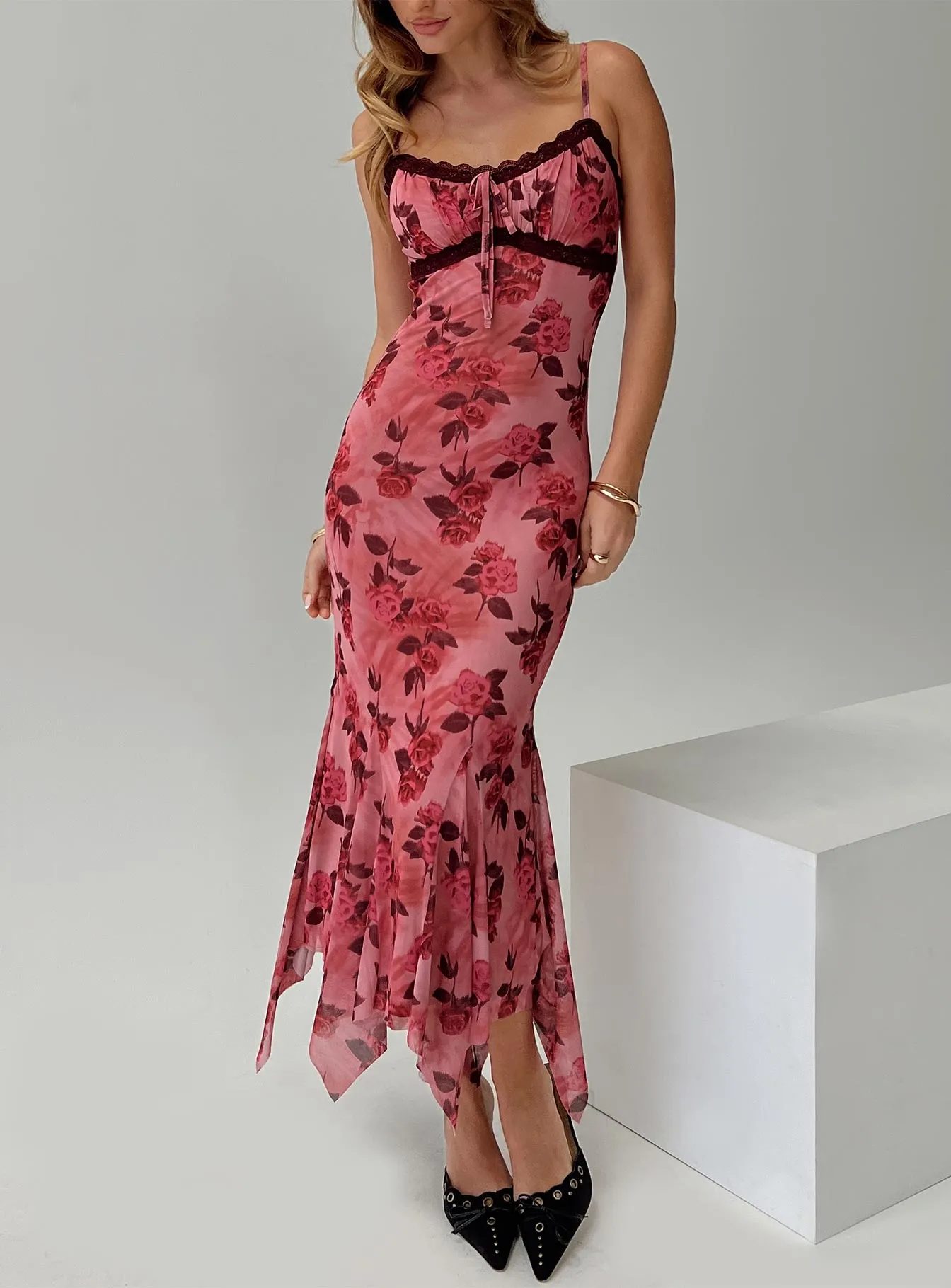 Eirini Maxi Dress Pink Floral sold by Princess Polly