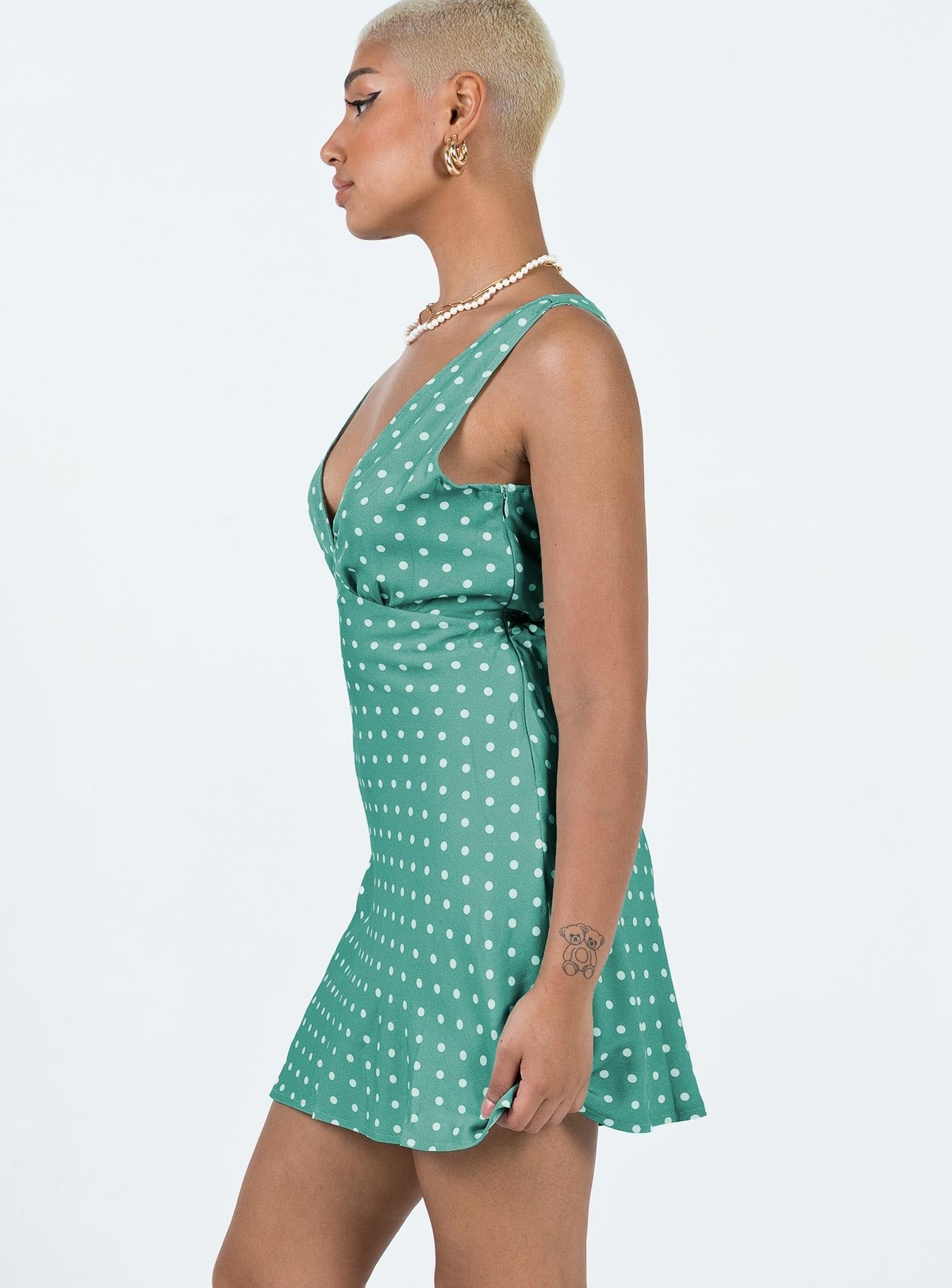 Nellie Mini Dress Green Polka Dot sold by Princess Polly product image thumbnail 4