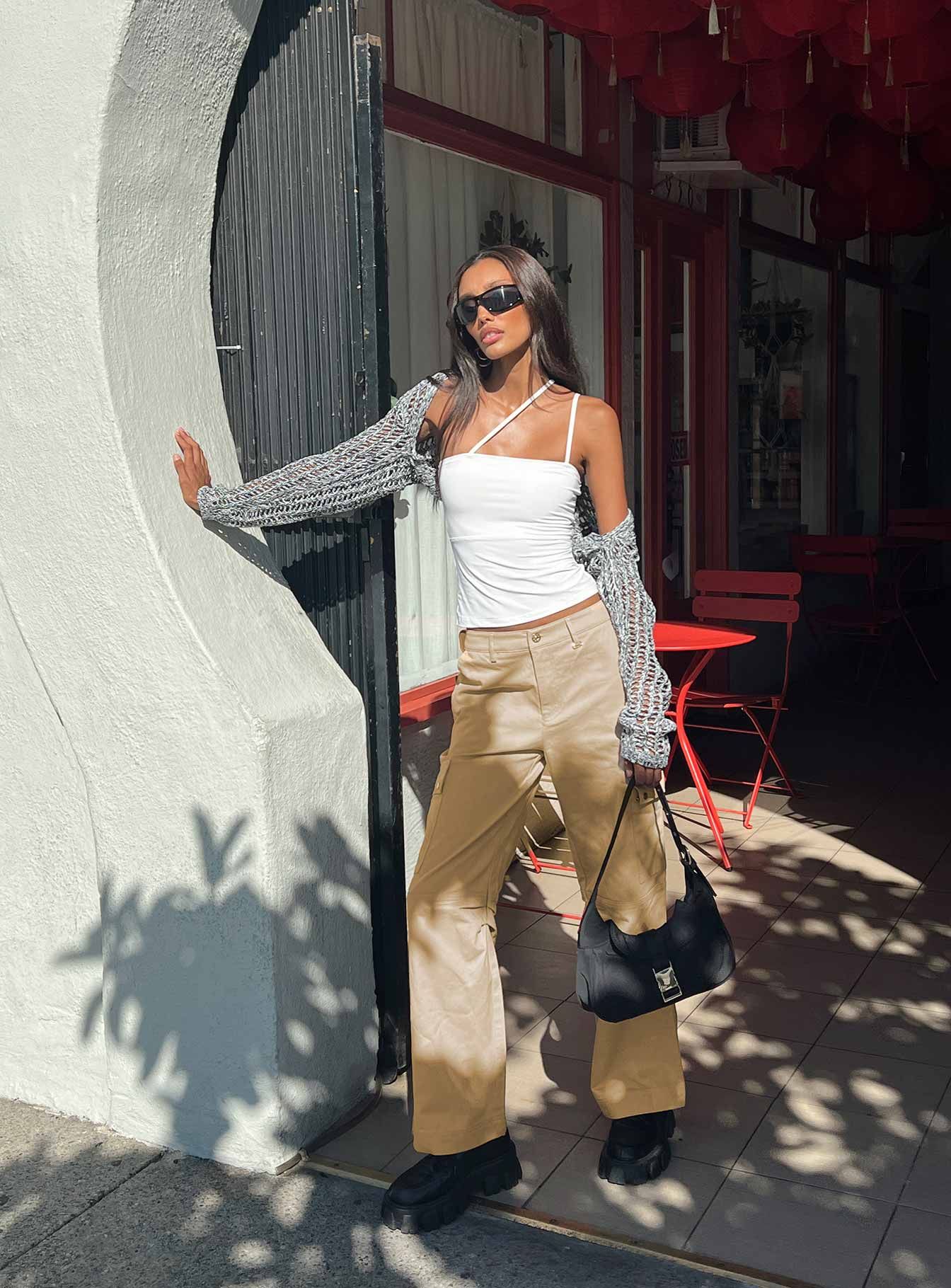 Fallout Mid Rise Cargo Pants Beige sold by Princess Polly