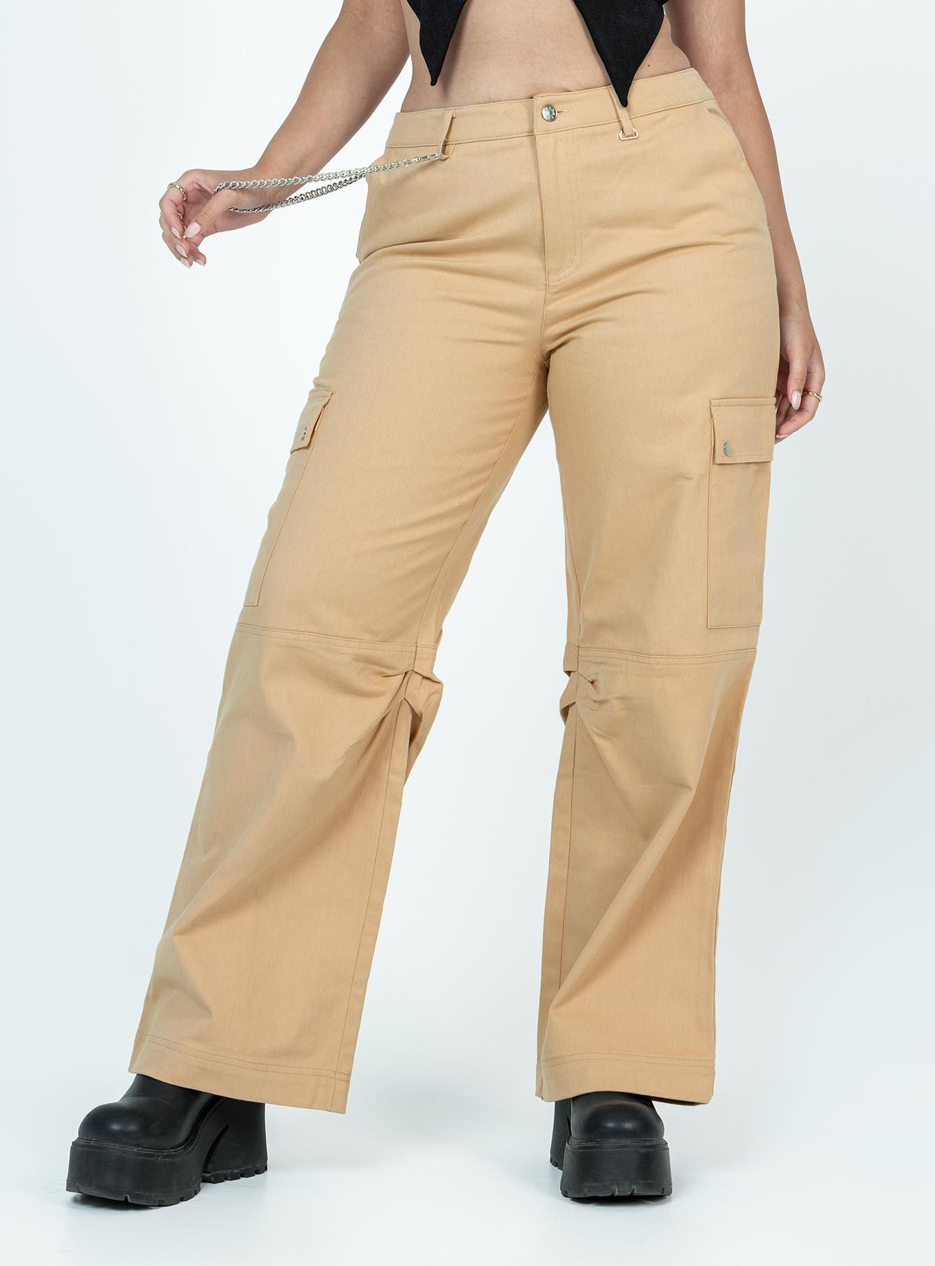 Fallout Mid Rise Cargo Pants Beige sold by Princess Polly product image thumbnail 2