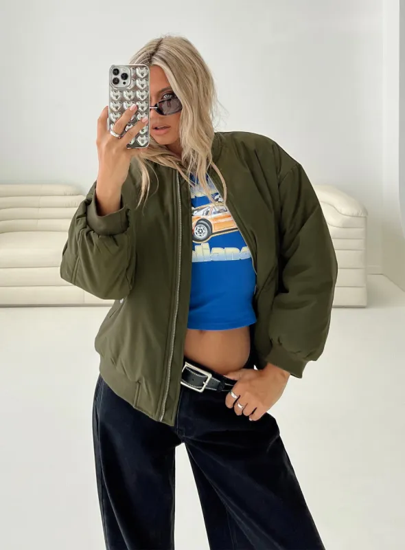 Formations Bomber Jacket Olive sold by Princess Polly