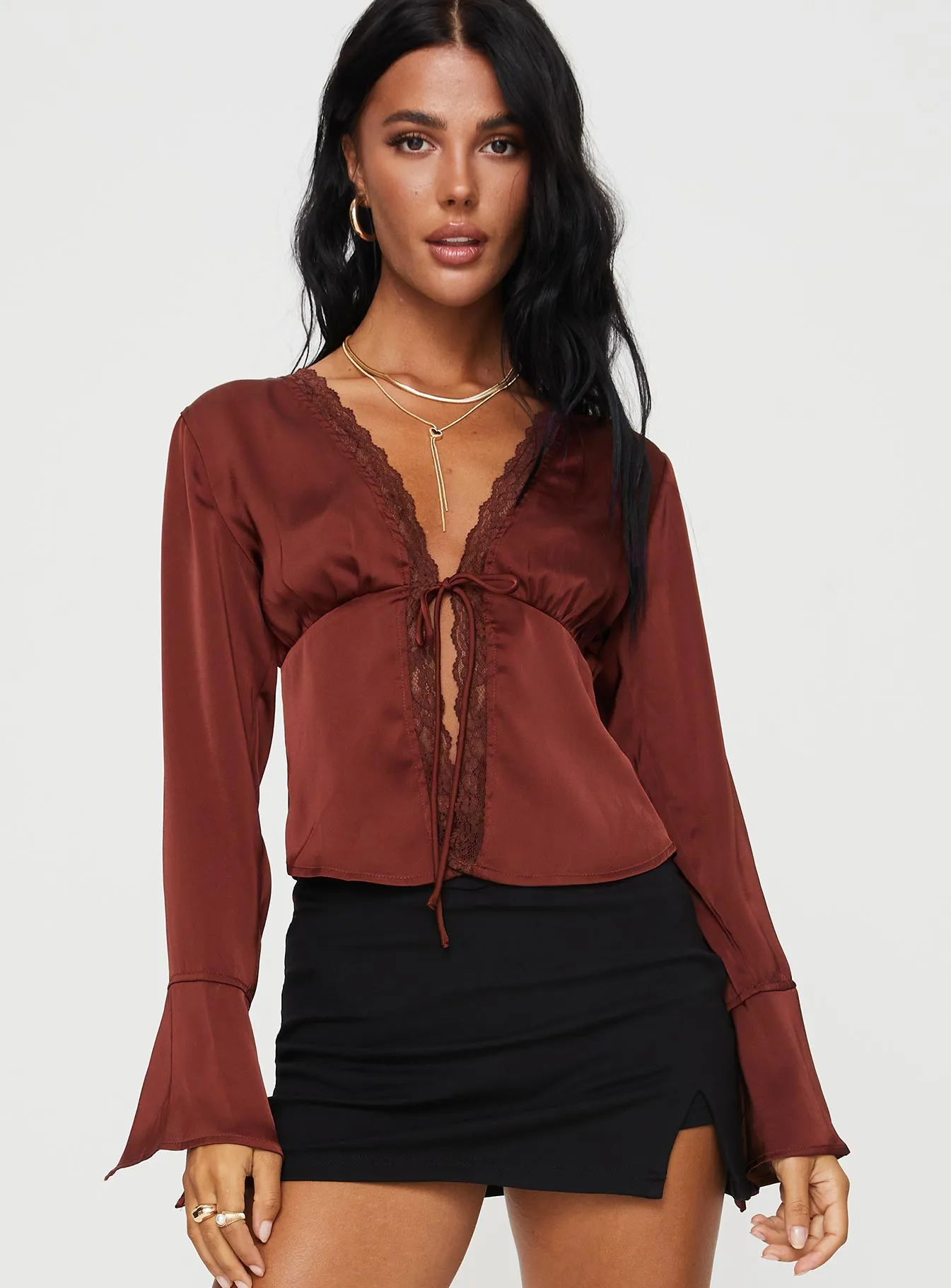 Hunton Long Sleeve Top Brown sold by Princess Polly product image thumbnail 2