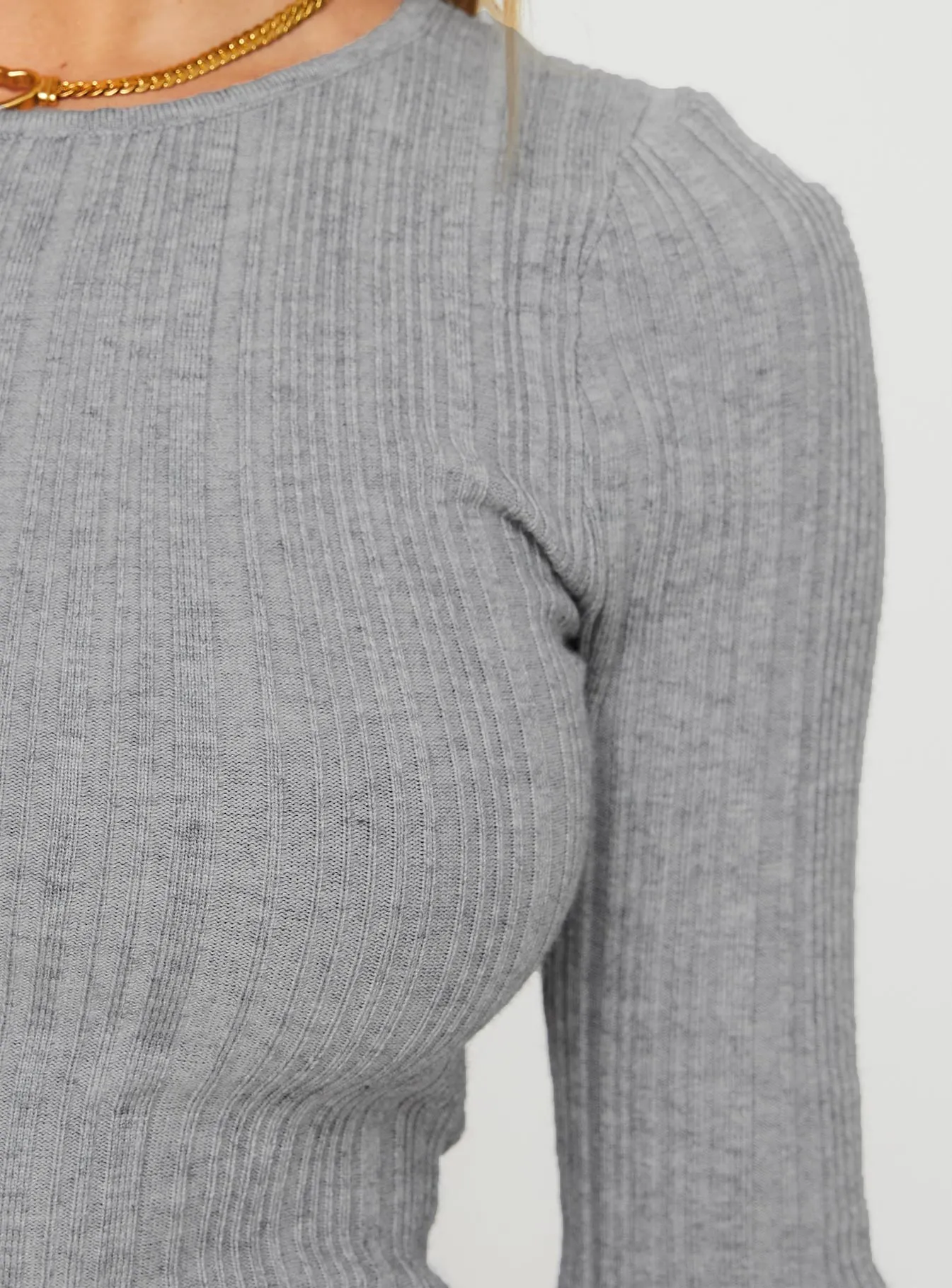 Tomita Long Sleeve Mini Dress Grey Marle sold by Princess Polly product image thumbnail 5