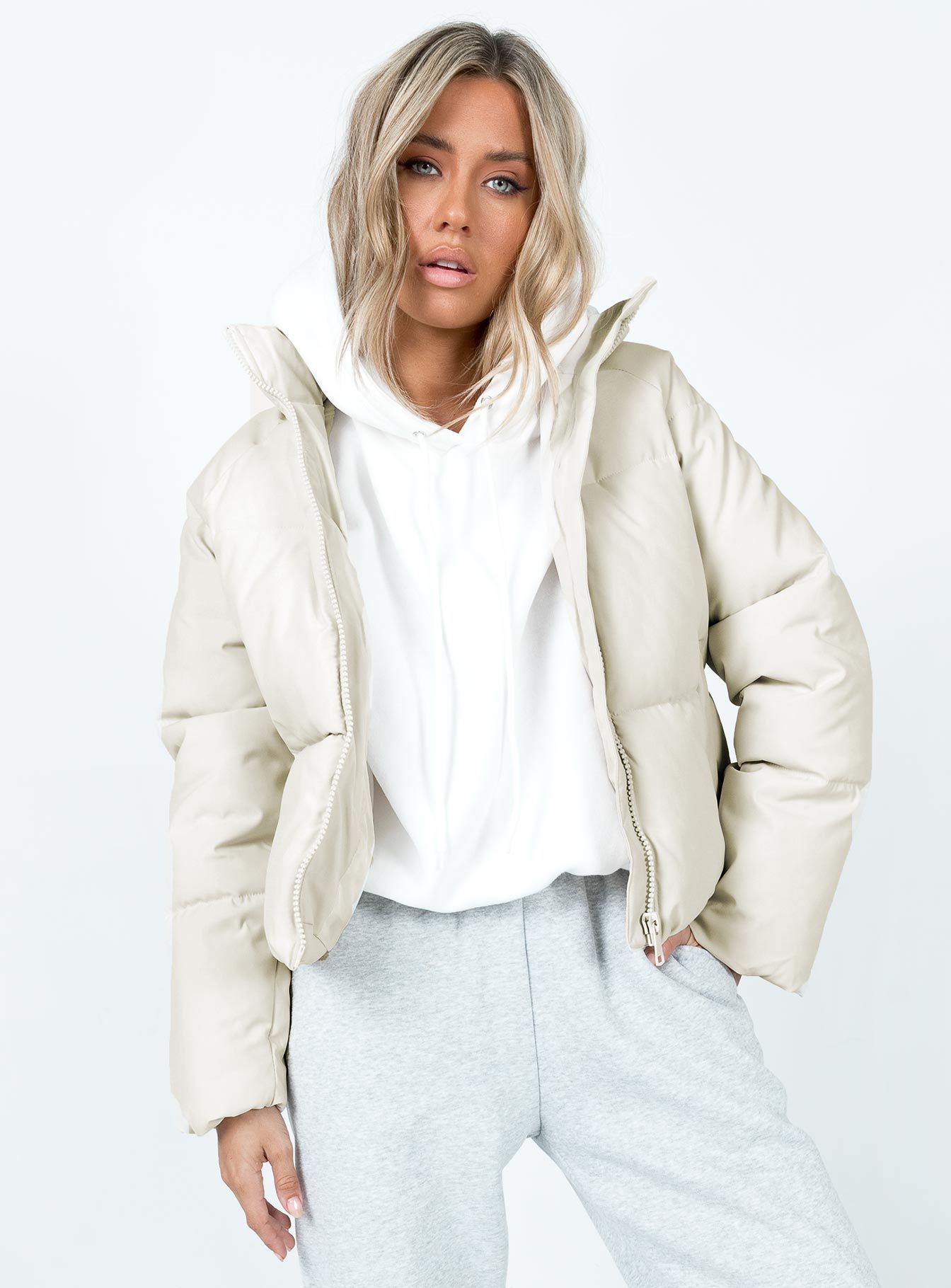 Augie Puffer Jacket Cream sold by Princess Polly product image thumbnail 3