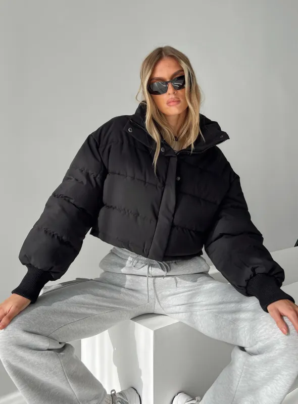 Anakin Puffer Jacket Black sold by Princess Polly