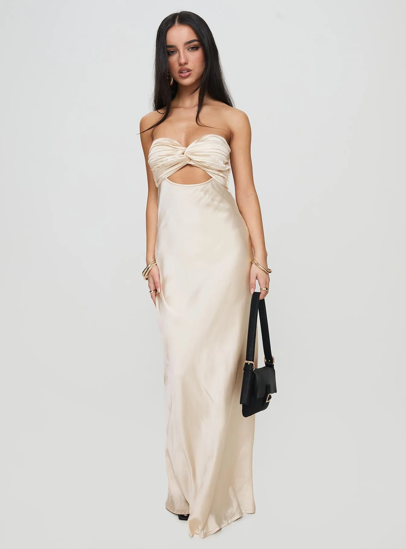 Faviola Strapless Maxi Dress Champagne sold by Princess Polly product image thumbnail 2