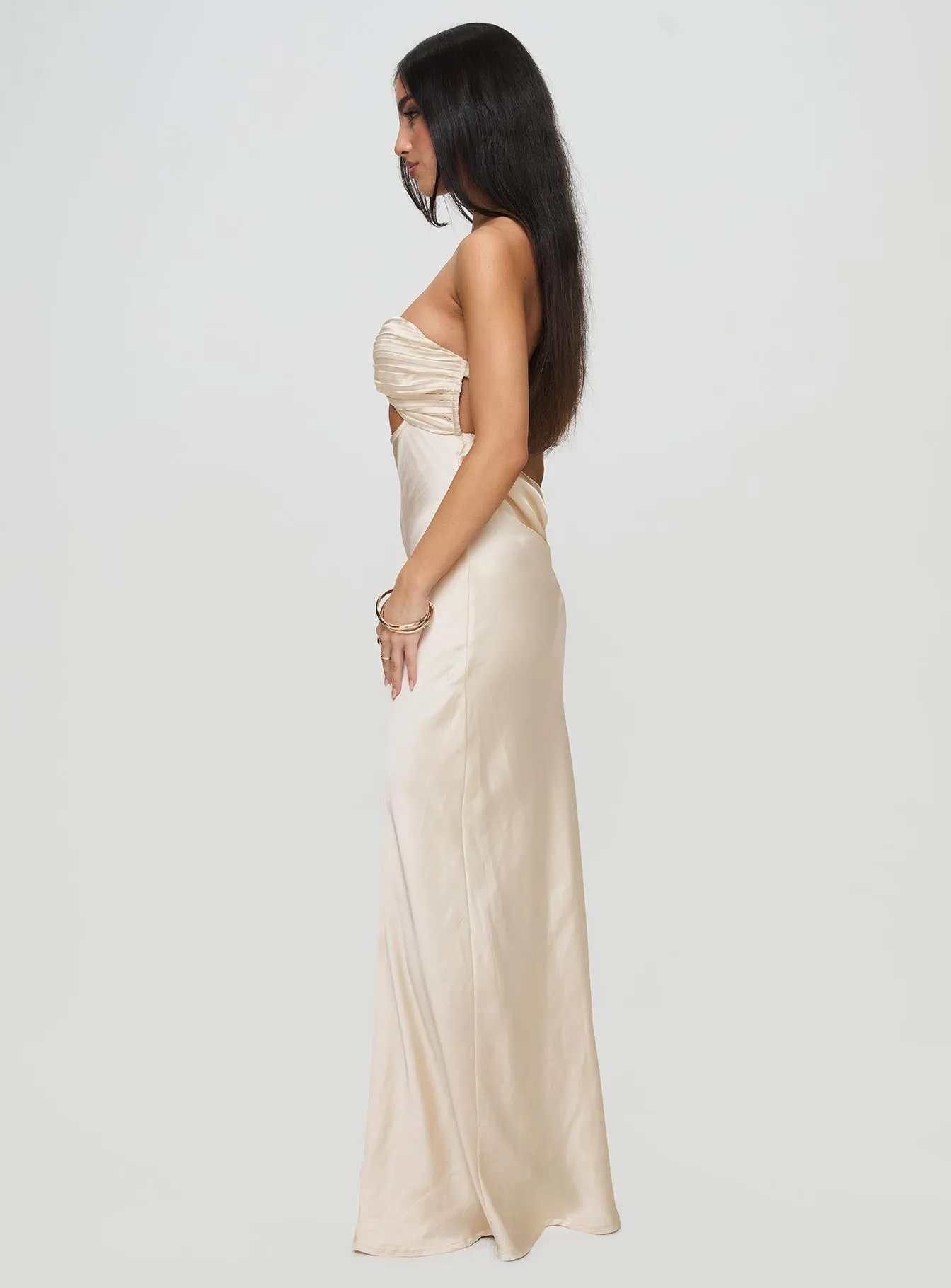 Faviola Strapless Maxi Dress Champagne sold by Princess Polly product image thumbnail 4