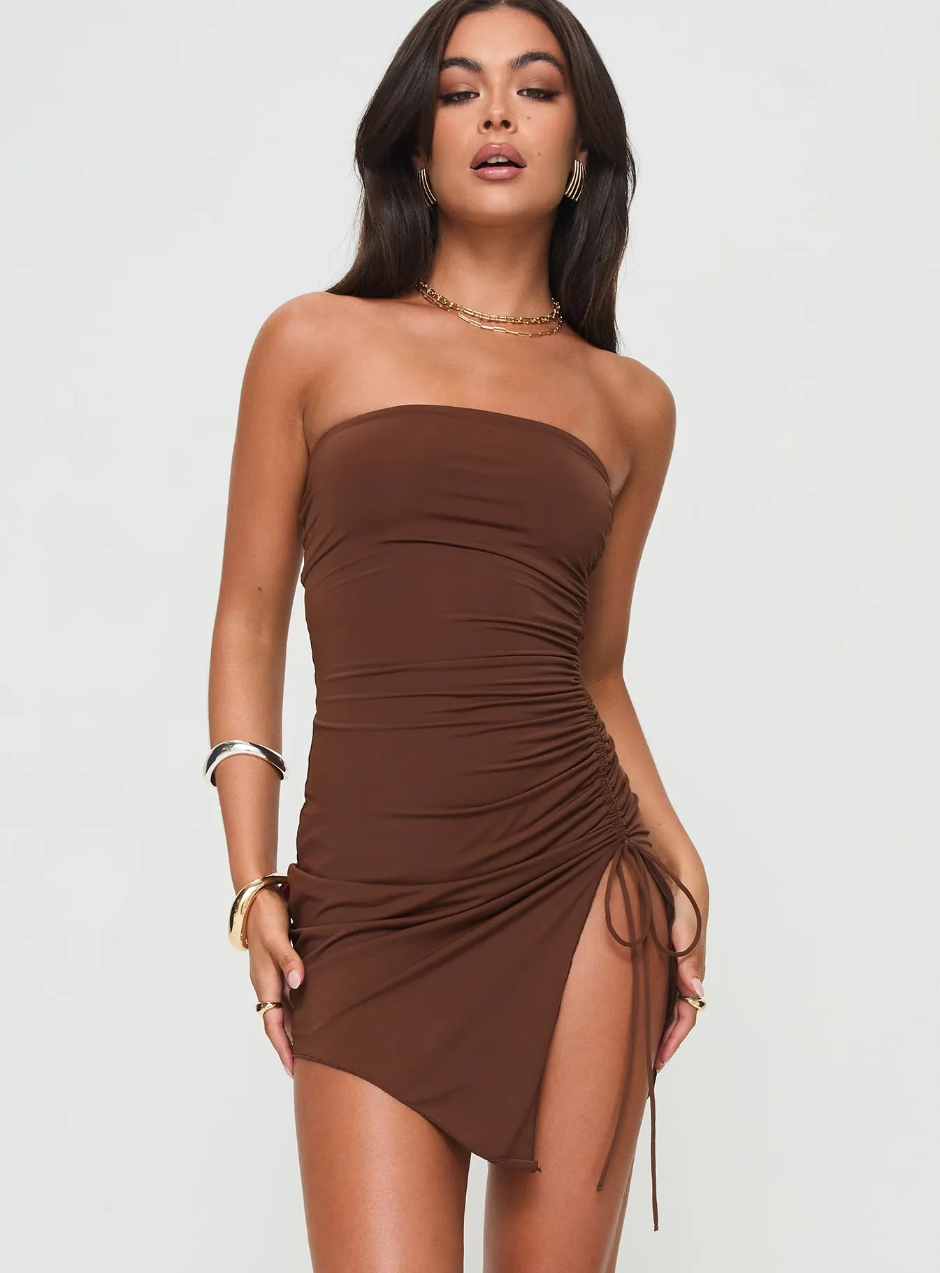 Caprani Mini Dress Chocolate sold by Princess Polly product image thumbnail 2