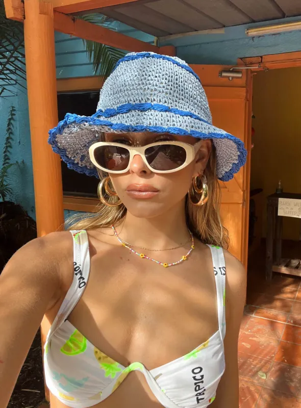 Zeldine Crochet Hat Blue sold by Princess Polly