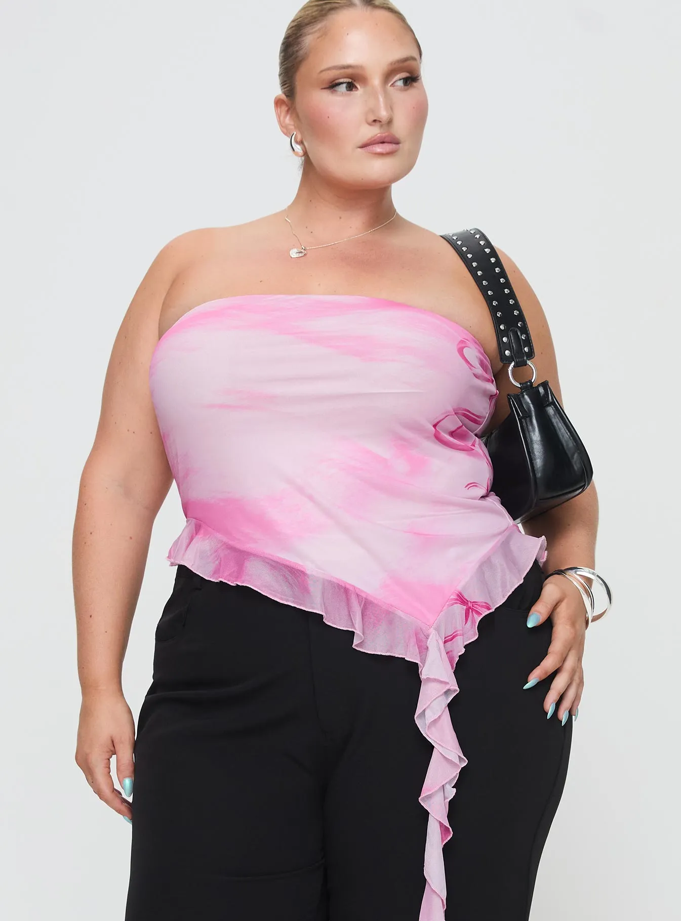 Travessa Asymmetric Tube Top Pink Curve sold by Princess Polly product image thumbnail 2
