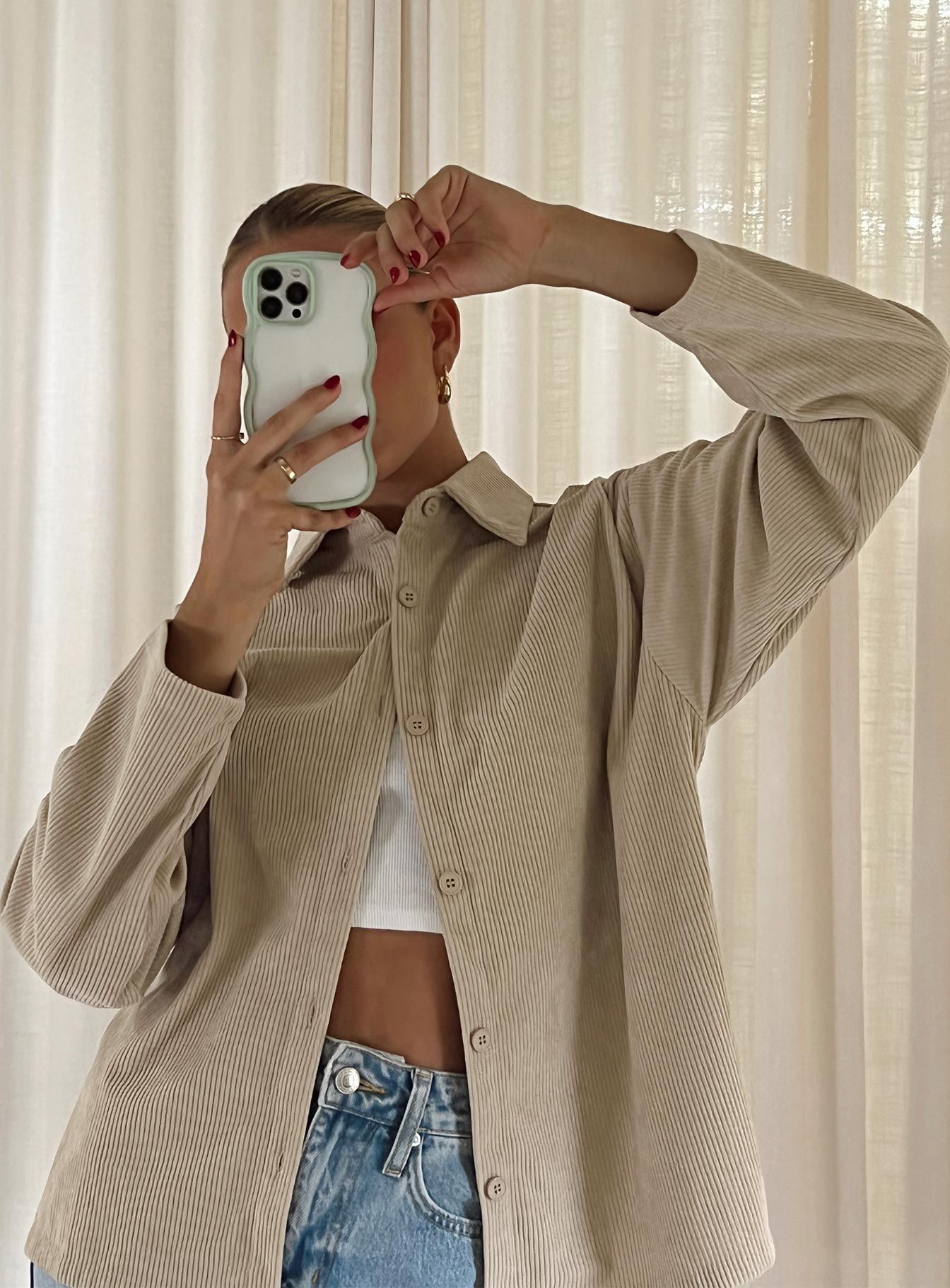 Frannie Corduroy Jacket Cream sold by Princess Polly