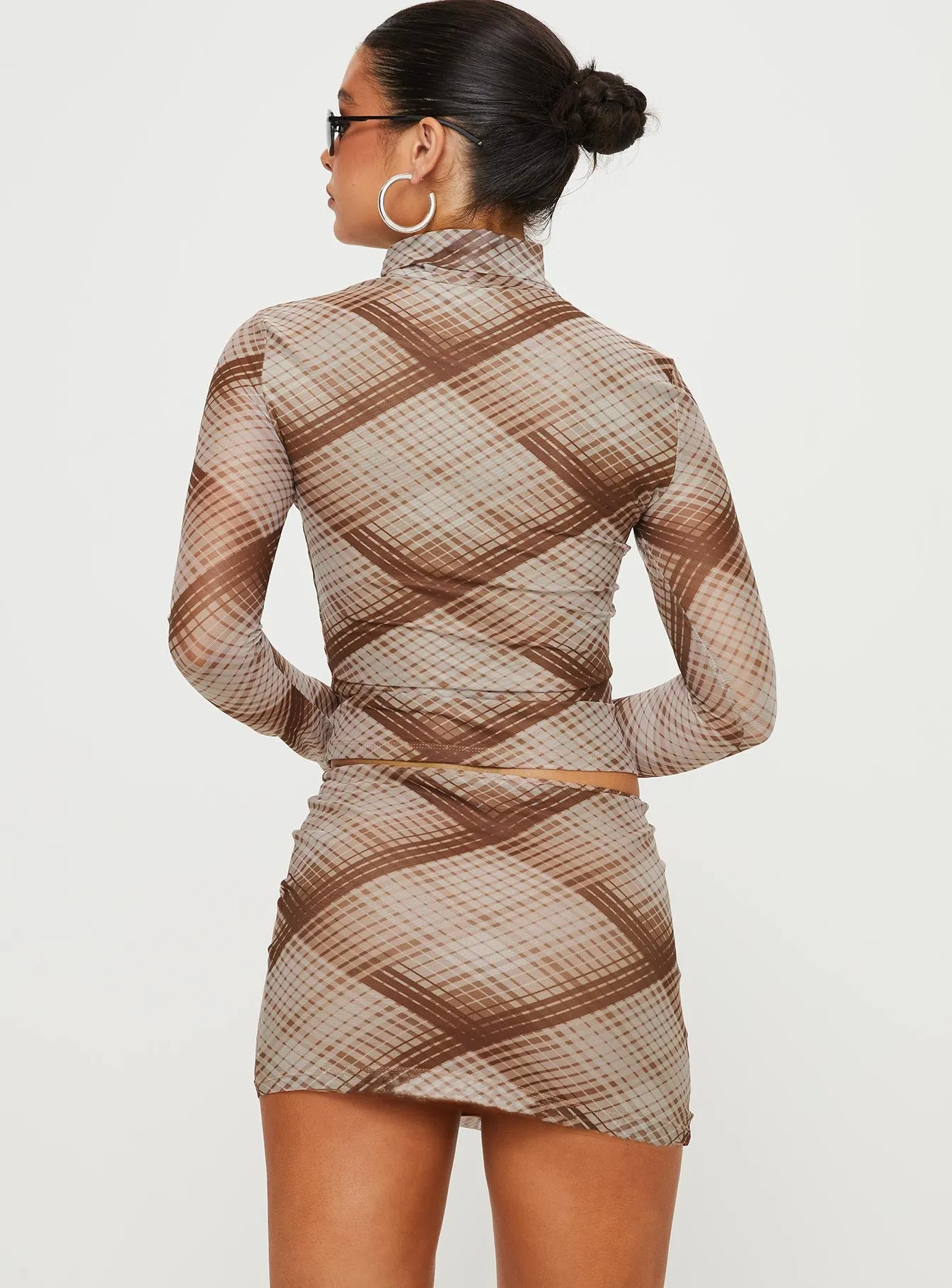 Another Dreamer Mini Skirt Brown Check sold by Princess Polly product image thumbnail 5