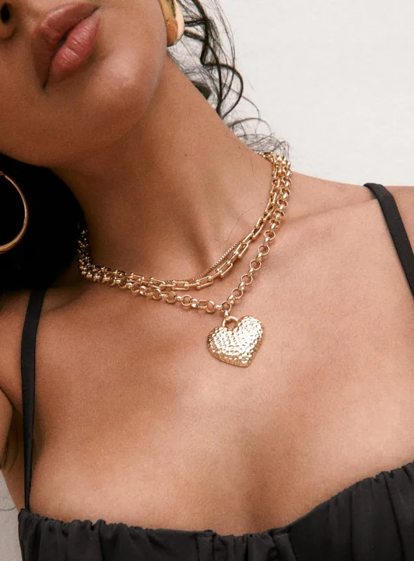 Heart To Heart Necklace Gold sold by Princess Polly