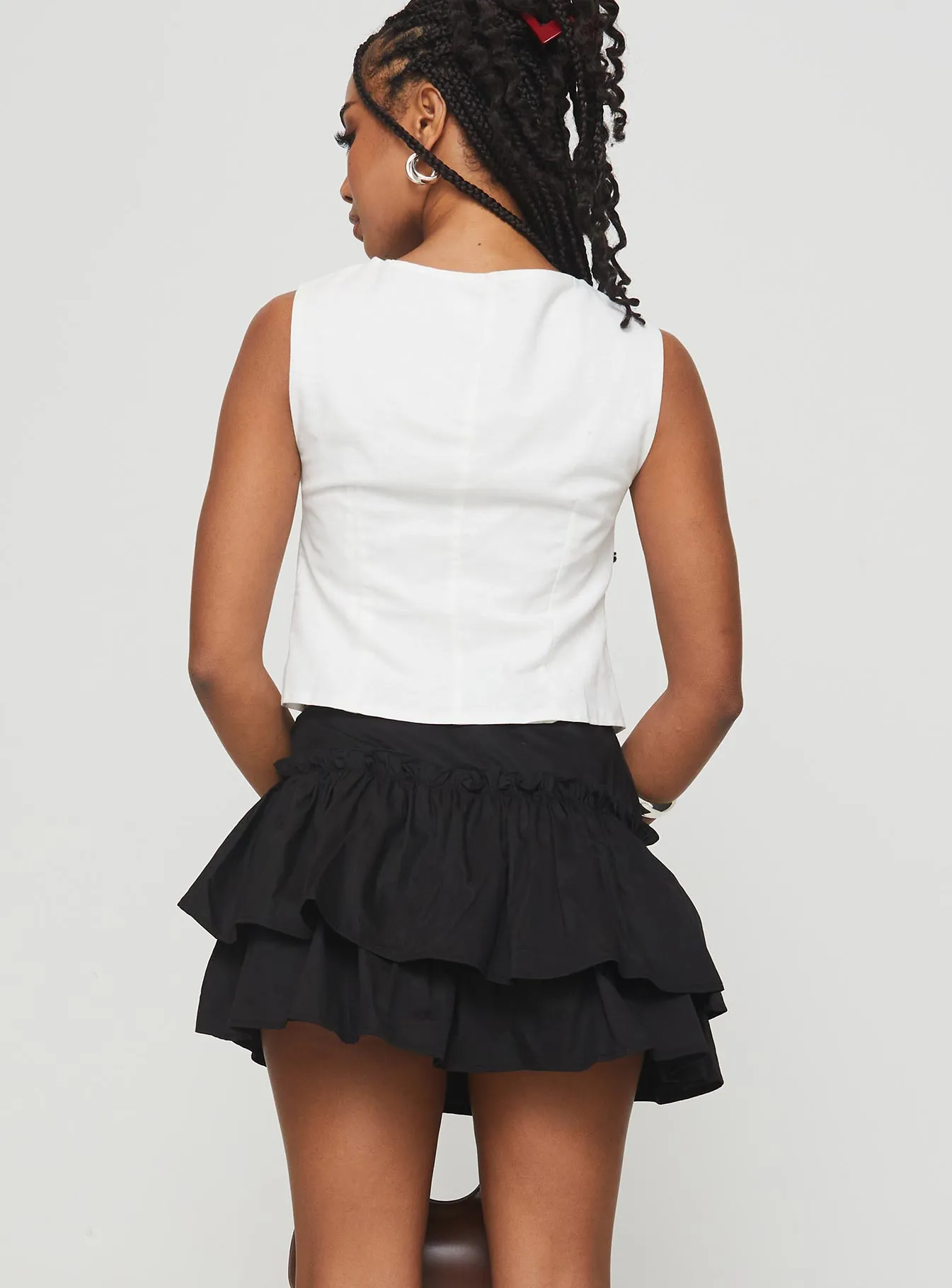 Selenis Asymmetrical Mini Skort Black sold by Princess Polly product image thumbnail 4