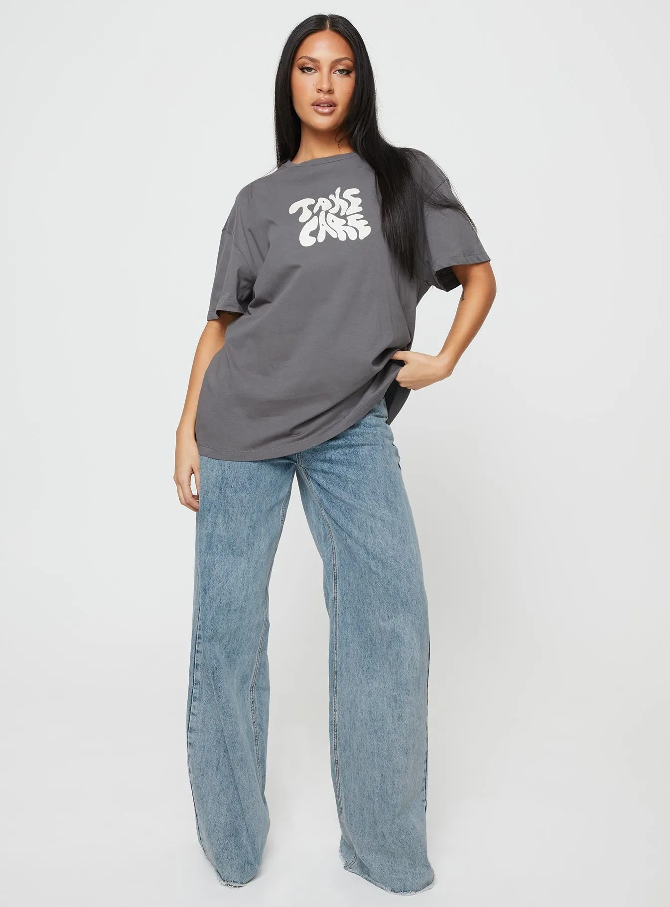 Take Care Oversized Tee Grey sold by Princess Polly product image thumbnail 3