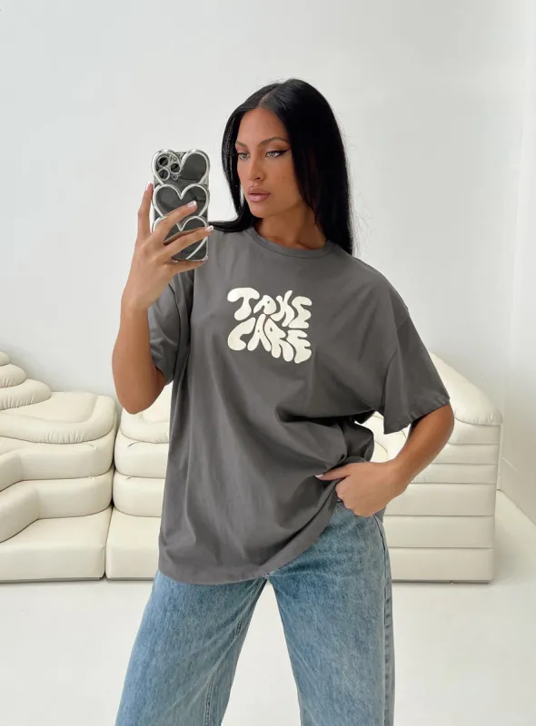 Take Care Oversized Tee Grey sold by Princess Polly