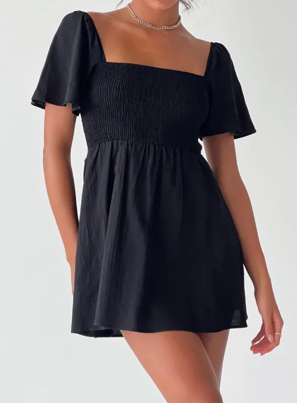Summer Nights Mini Dress Black Petite sold by Princess Polly