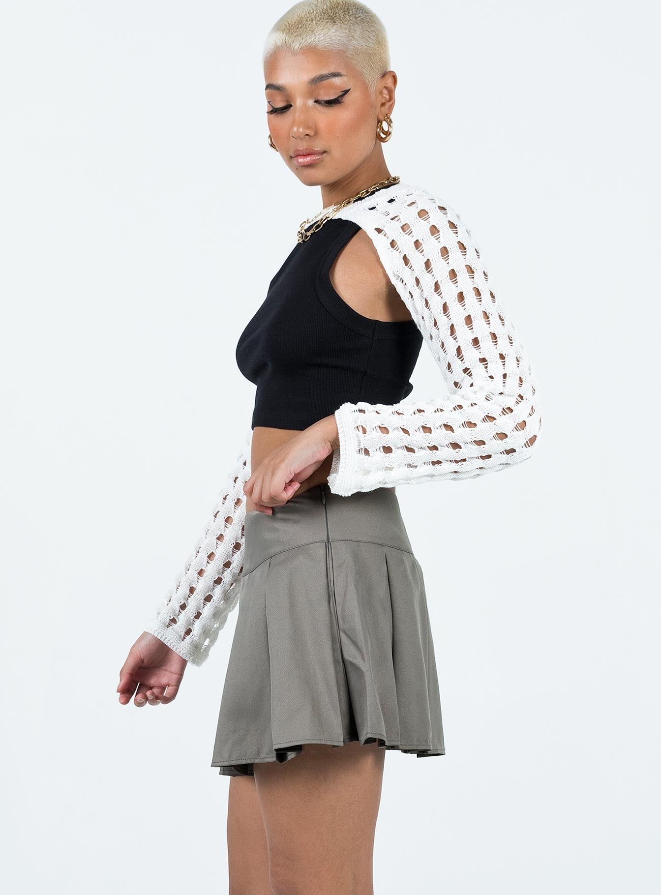 Gavin Pleated Mini Skirt Grey sold by Princess Polly product image thumbnail 4