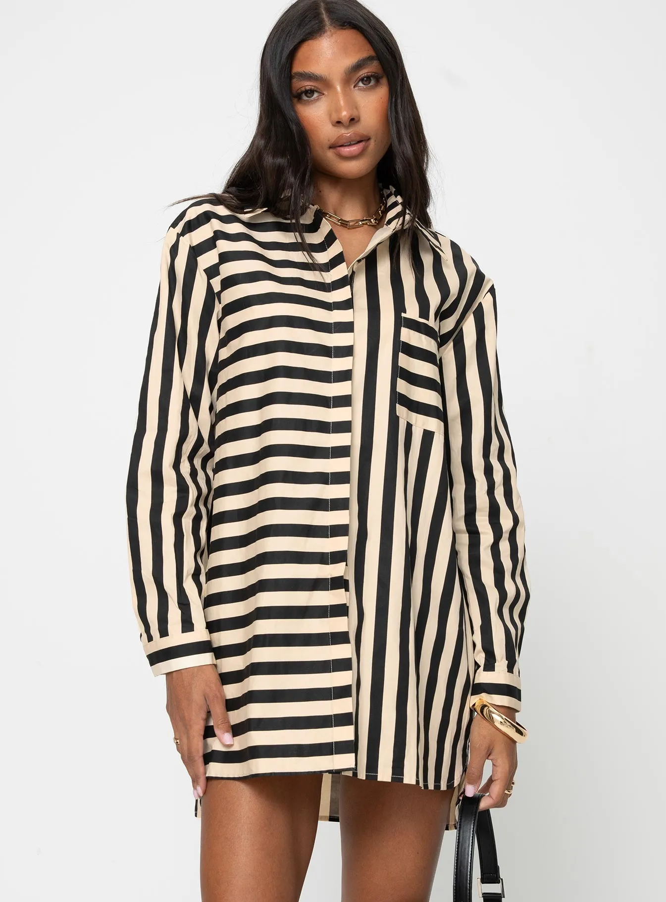 Hancer Shirt Dress Black / Cream sold by Princess Polly product image thumbnail 2