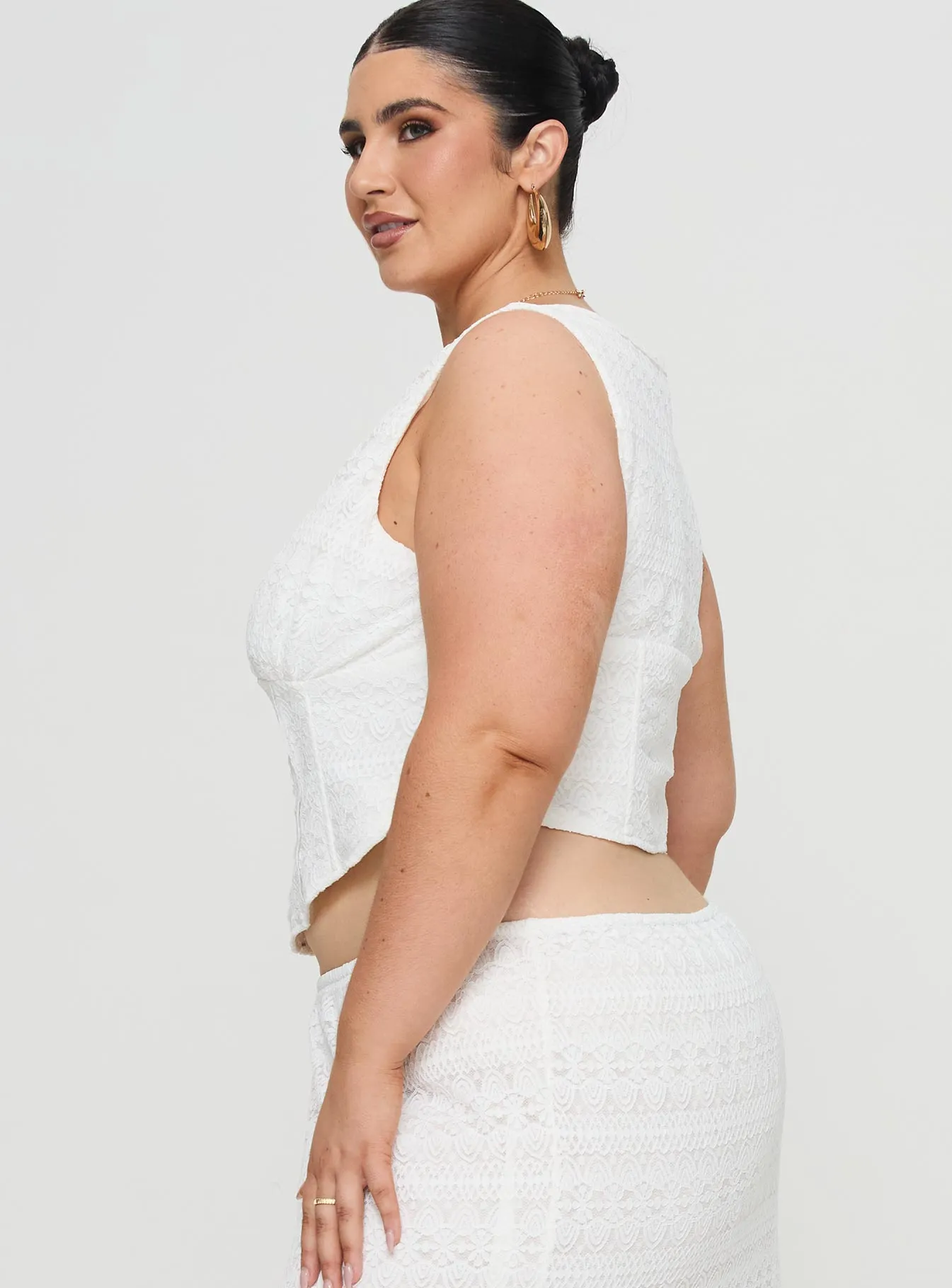 Buttacupe Lace Corset Top White Curve sold by Princess Polly product image thumbnail 4