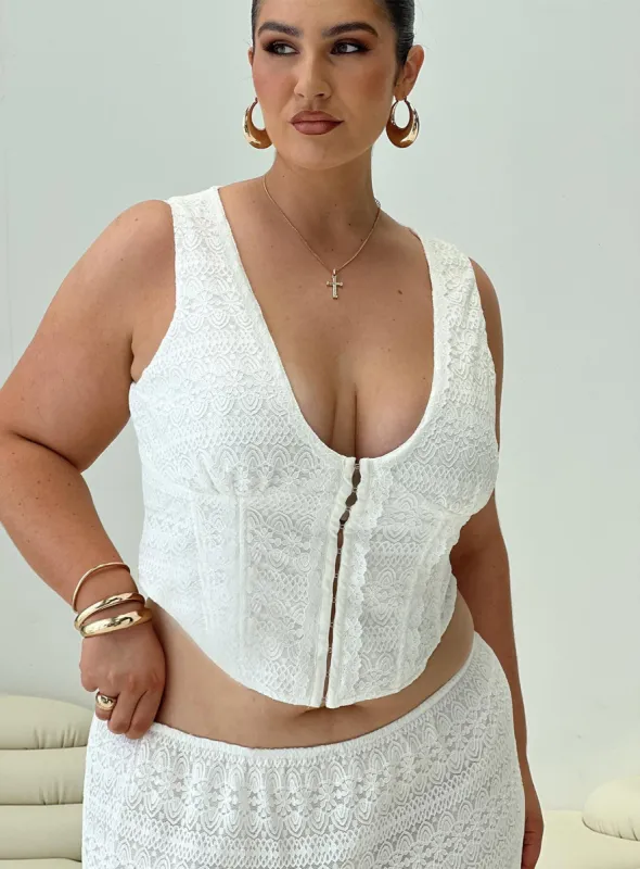 Buttacupe Lace Corset Top White Curve sold by Princess Polly