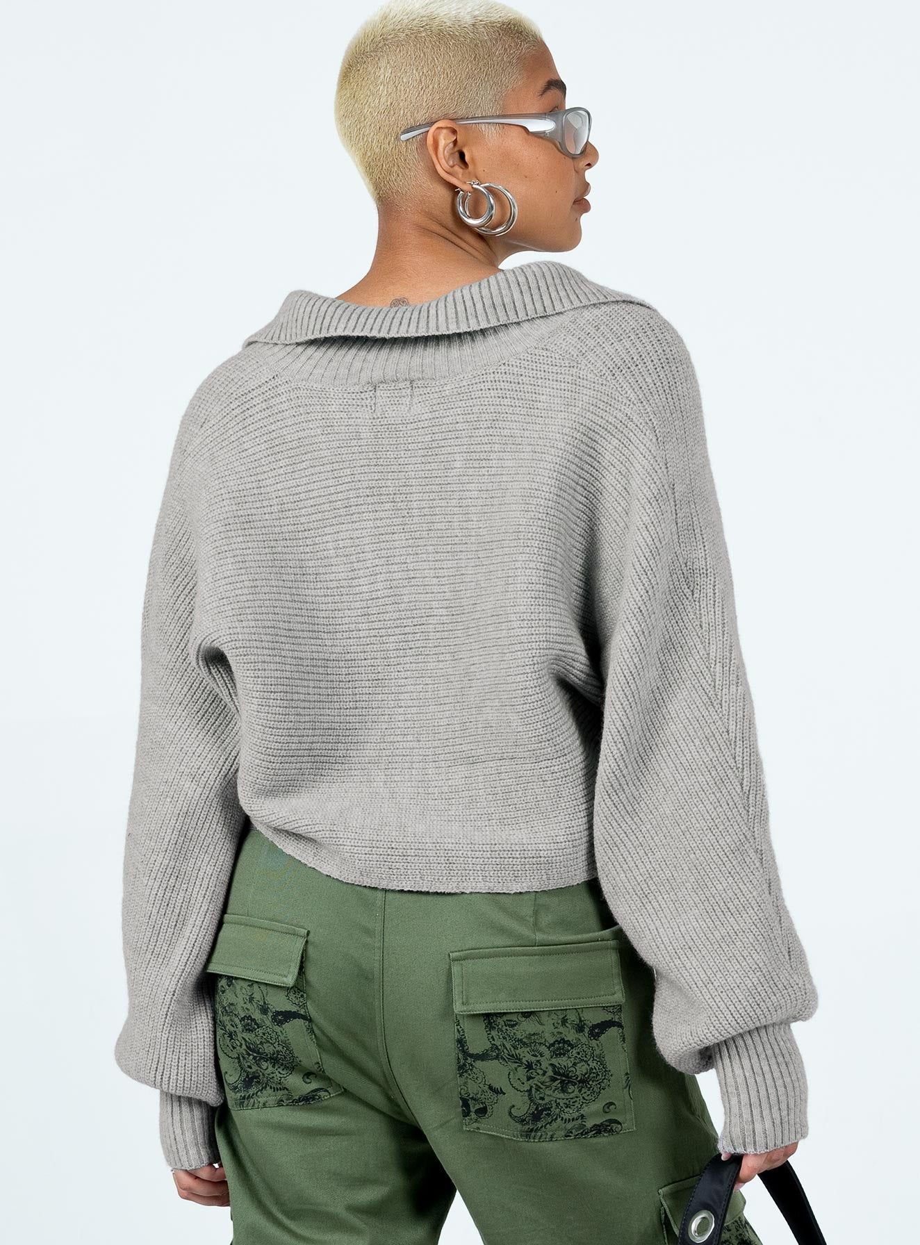 Tiara Cropped Sweater Grey sold by Princess Polly product image thumbnail 5