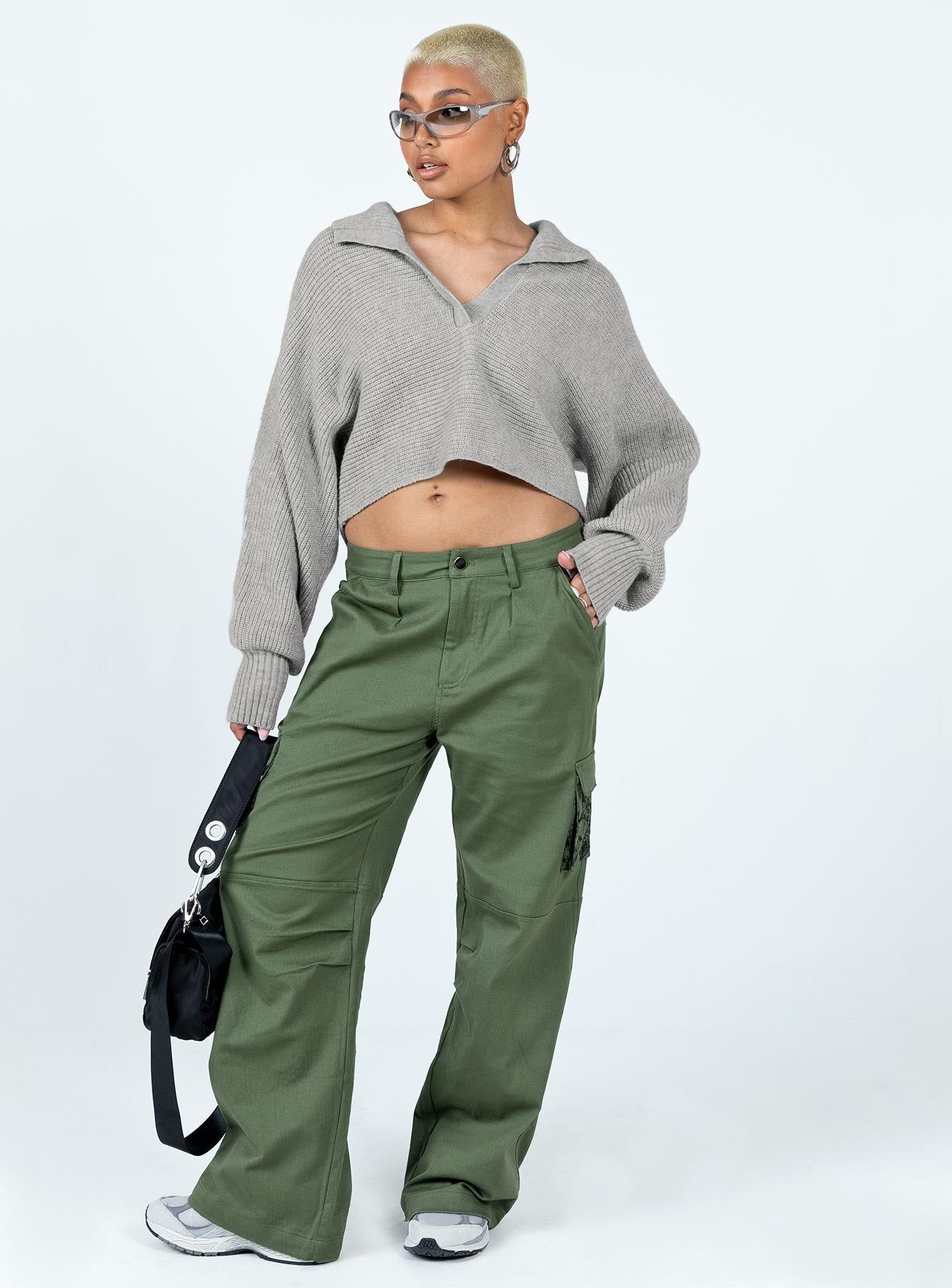 Tiara Cropped Sweater Grey sold by Princess Polly product image thumbnail 3