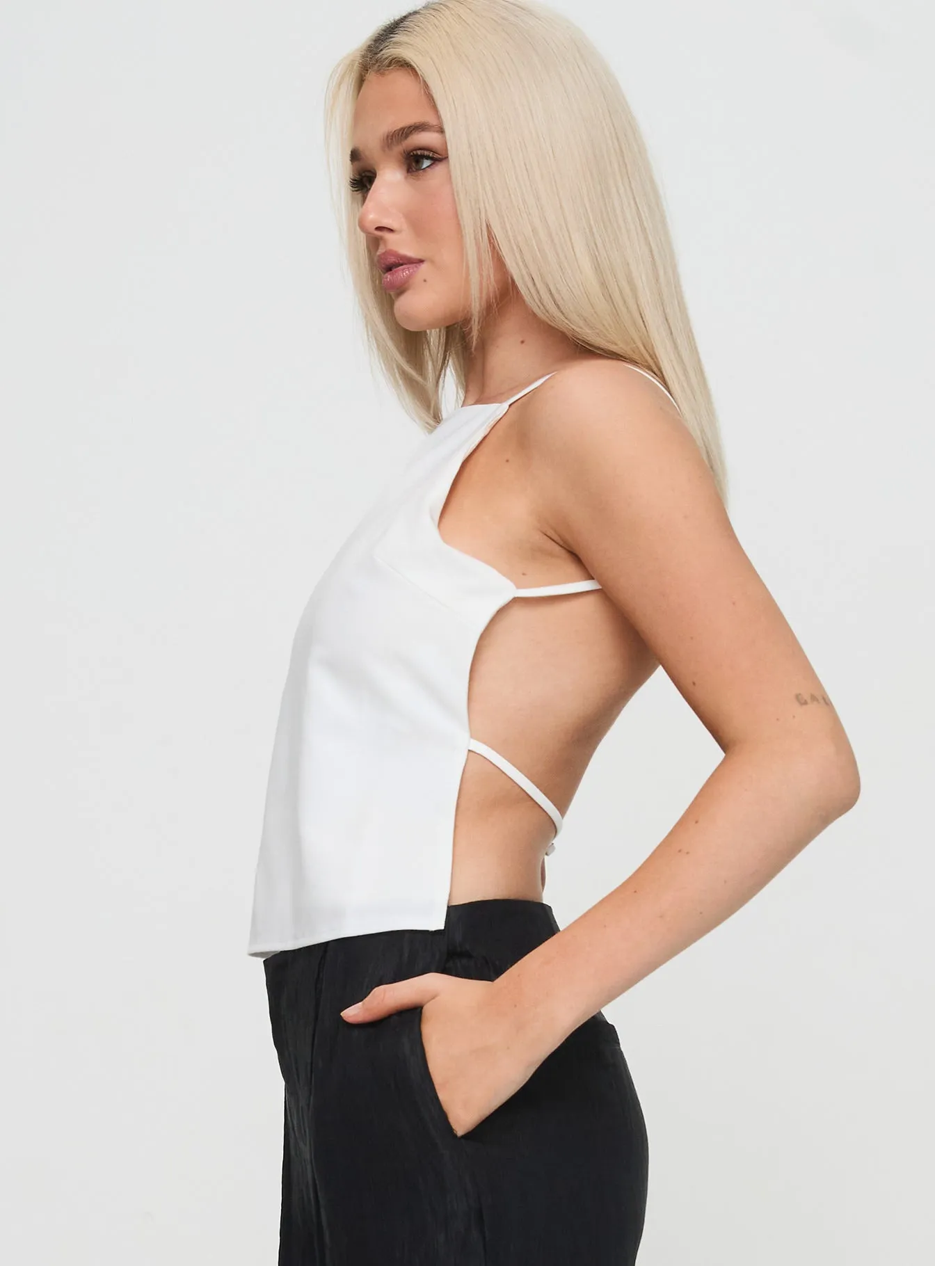 Boy Is Mine Backless Top White sold by Princess Polly product image thumbnail 4