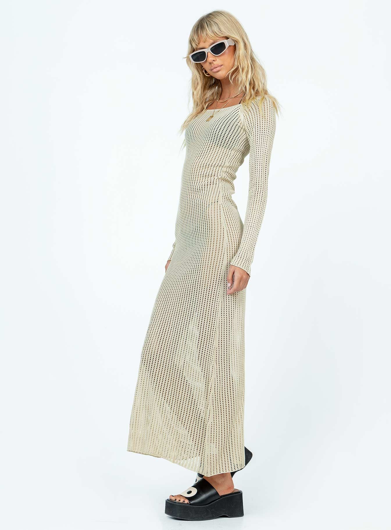 Kendor Long Sleeve Maxi Dress Beige sold by Princess Polly product image thumbnail 4