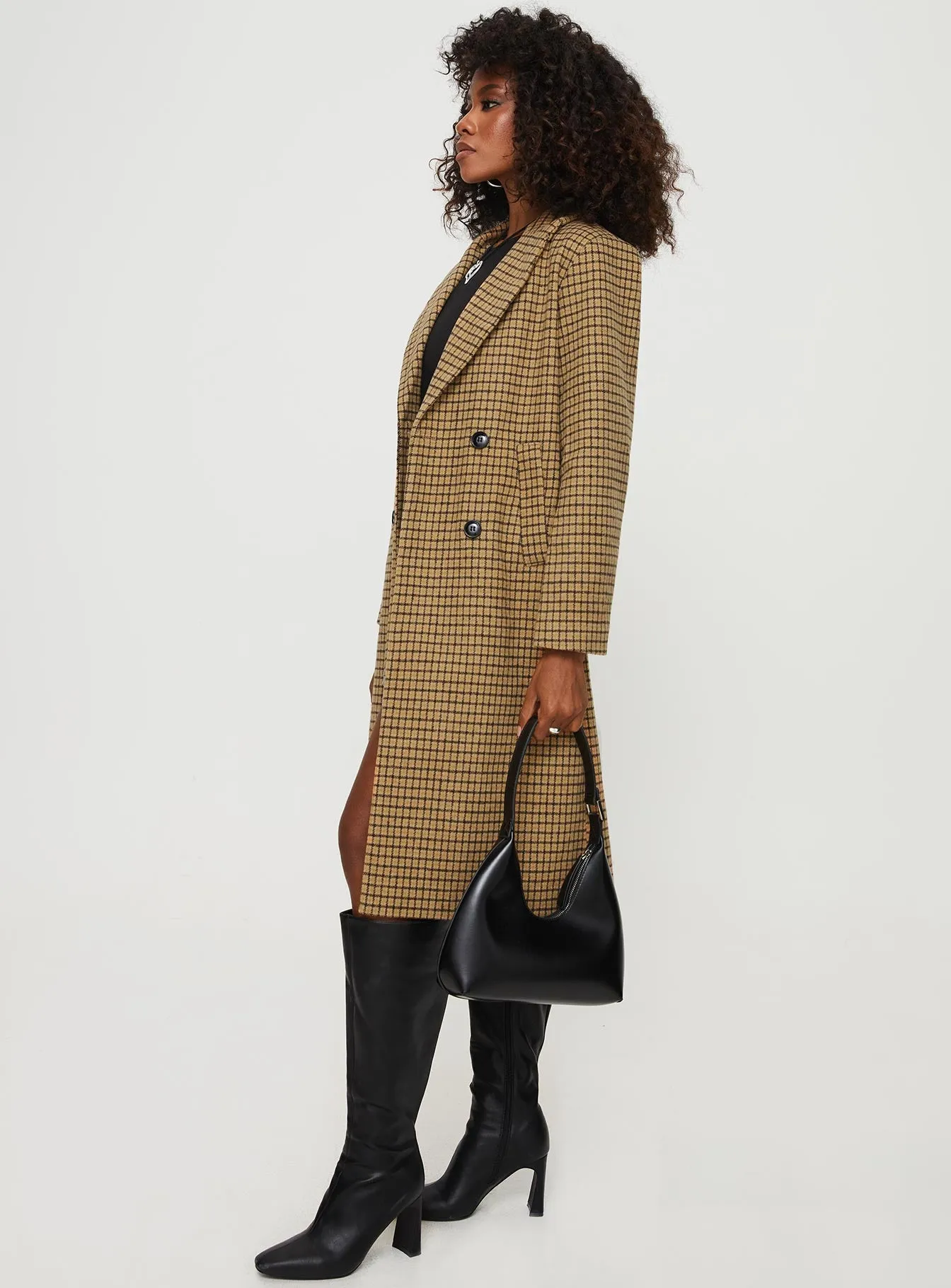 Temperature Longline Coat Brown Plaid sold by Princess Polly product image thumbnail 4