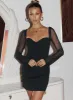 Azar Long Sleeve Mini Dress Black sold by Princess Polly