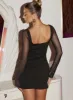 Azar Long Sleeve Mini Dress Black sold by Princess Polly