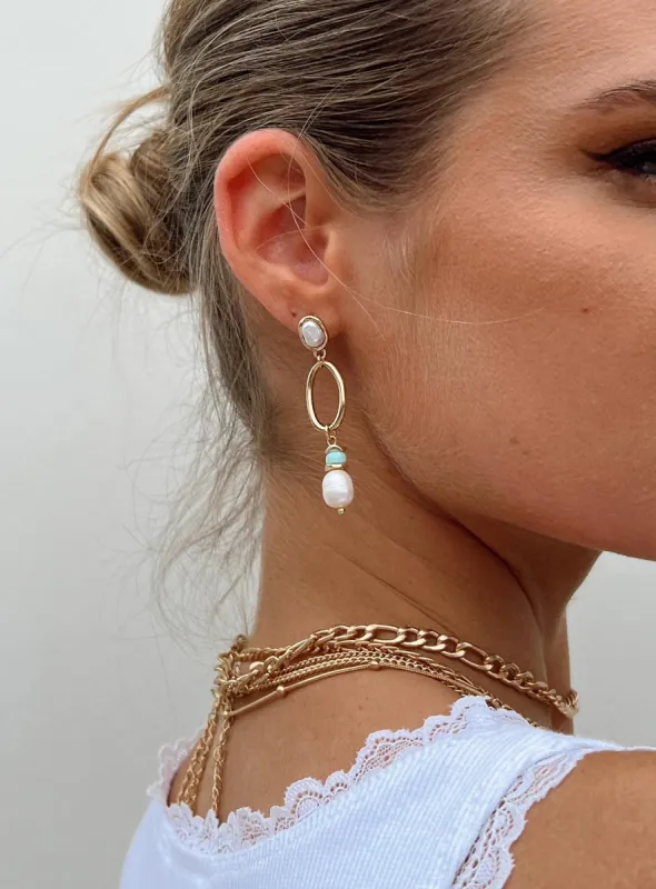 Barnett Pearl Earrings Gold sold by Princess Polly