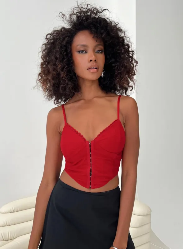 Palisade Corset Top Red Glitter sold by Princess Polly
