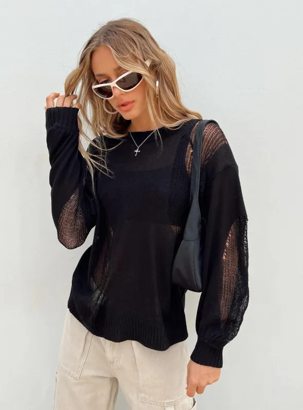 Wendy Oversized Knit Sweater Black sold by Princess Polly