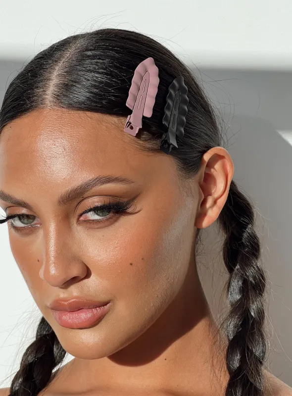 Belsie Hair Clip Pack Pink / Black sold by Princess Polly