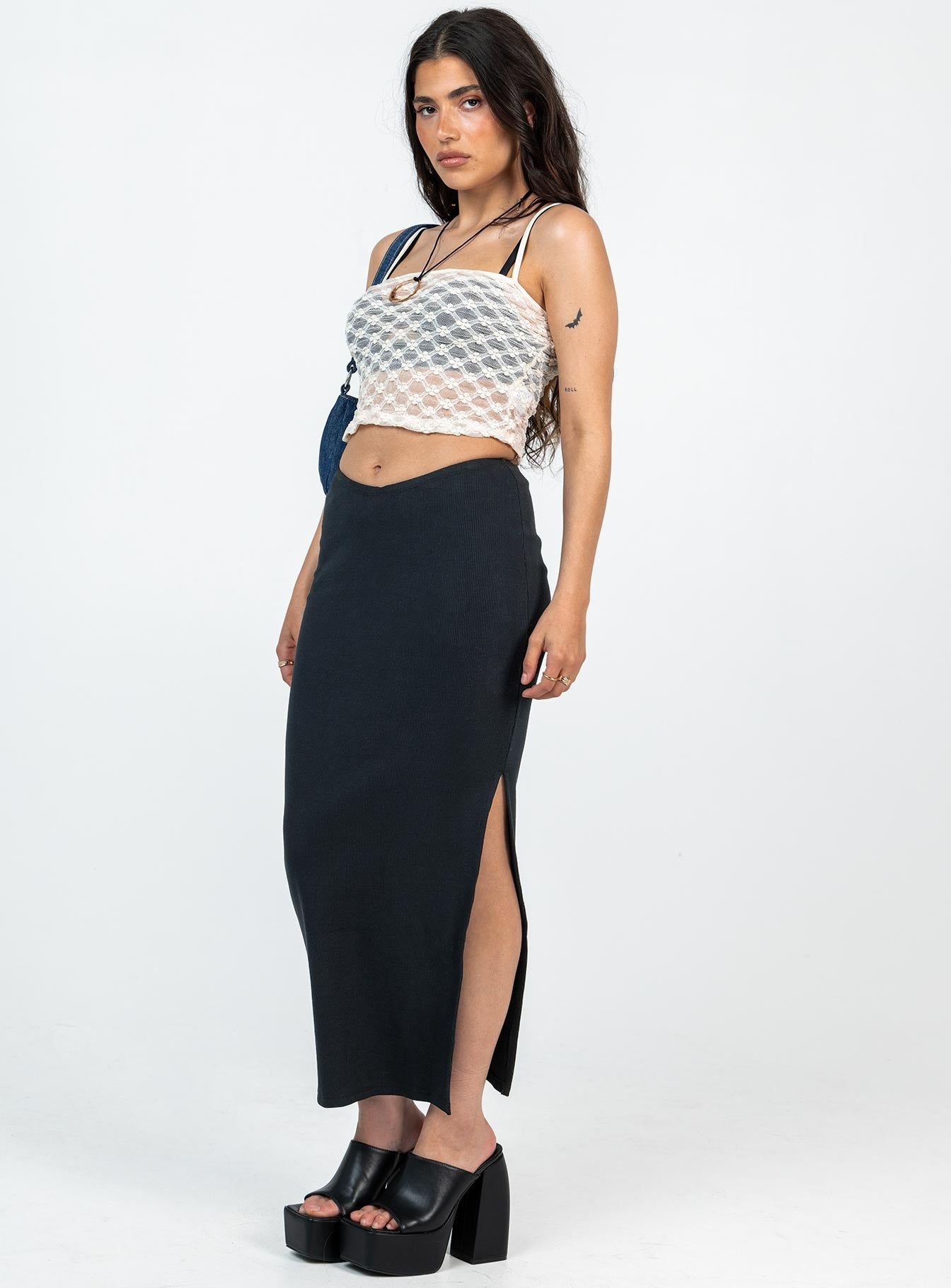 Abigail Midi Skirt Black Petite sold by Princess Polly product image thumbnail 3