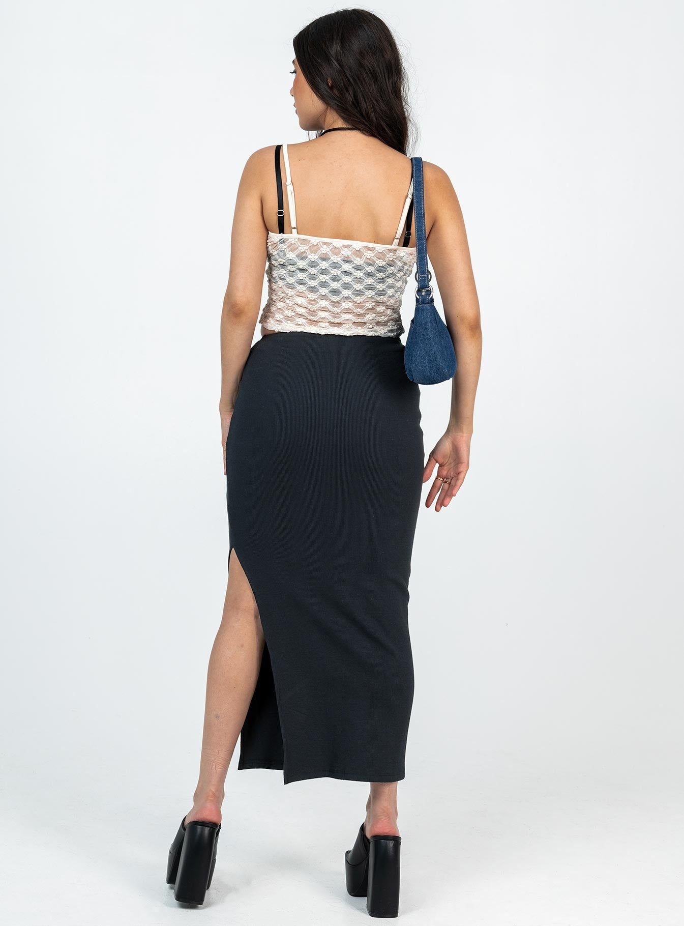 Abigail Midi Skirt Black Petite sold by Princess Polly product image thumbnail 4