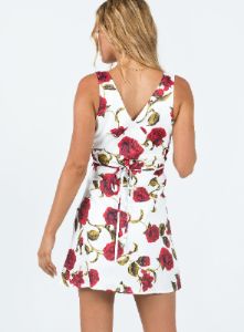 Nellie Mini Dress White / Red Floral sold by Princess Polly
