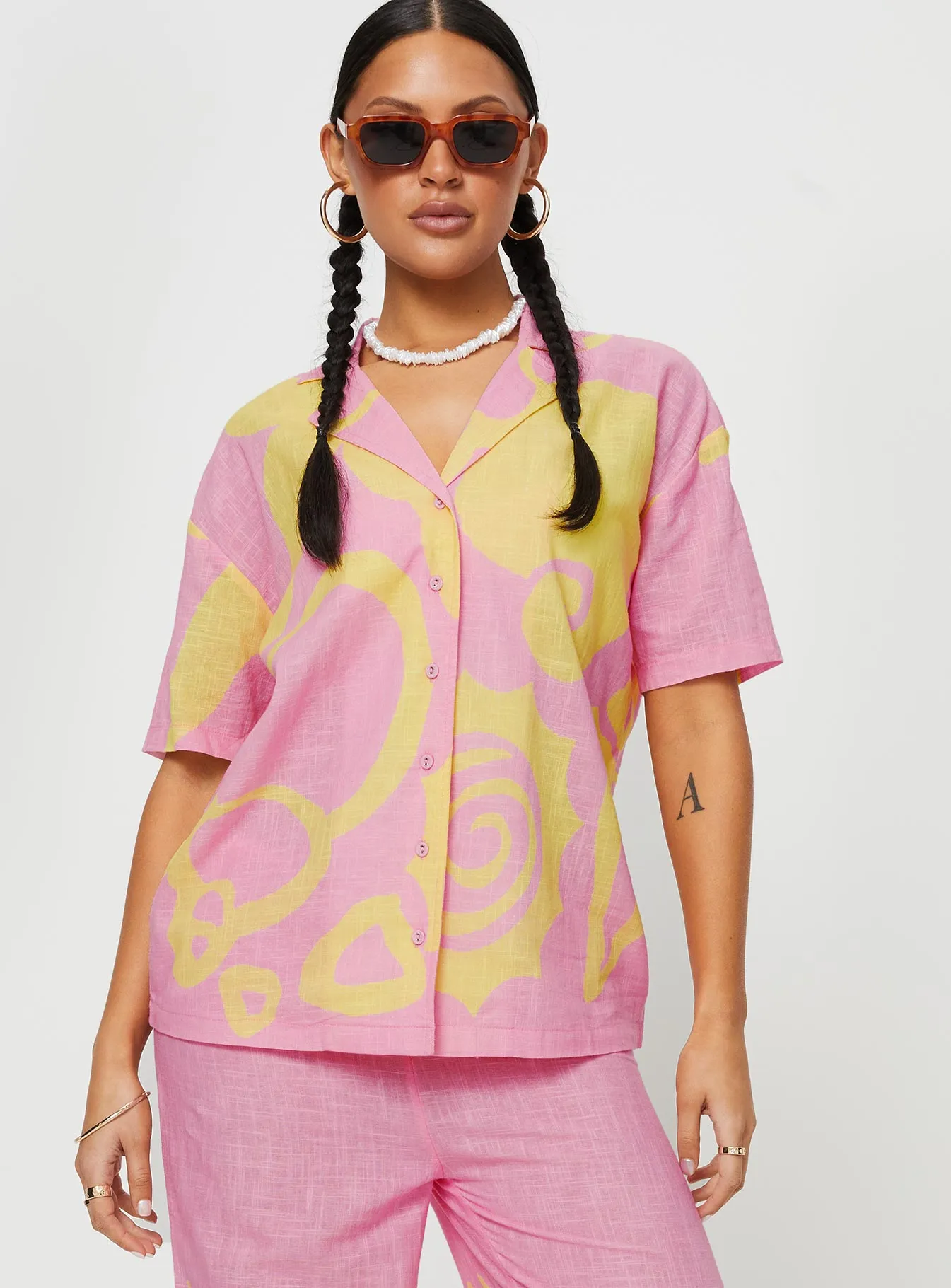 Sollene Top Pink / Yellow sold by Princess Polly product image thumbnail 4