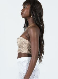Fontaine Strapless Top Beige sold by Princess Polly