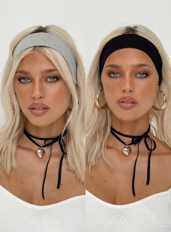 Candy Swirl Headband Set Black / Grey sold by Princess Polly