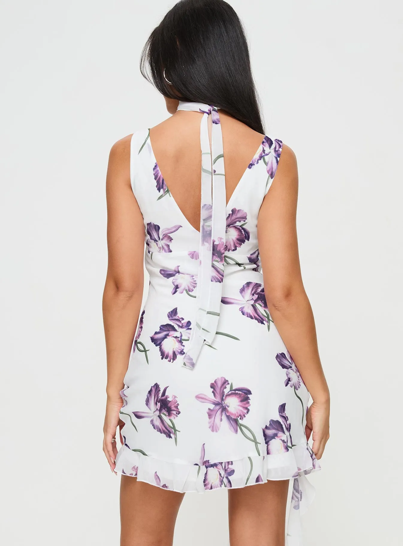 Varney Frill Mini Dress White / Purple Floral | Parallel