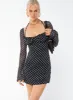 Dyer Mini Dress Black / Polka Dot sold by Princess Polly