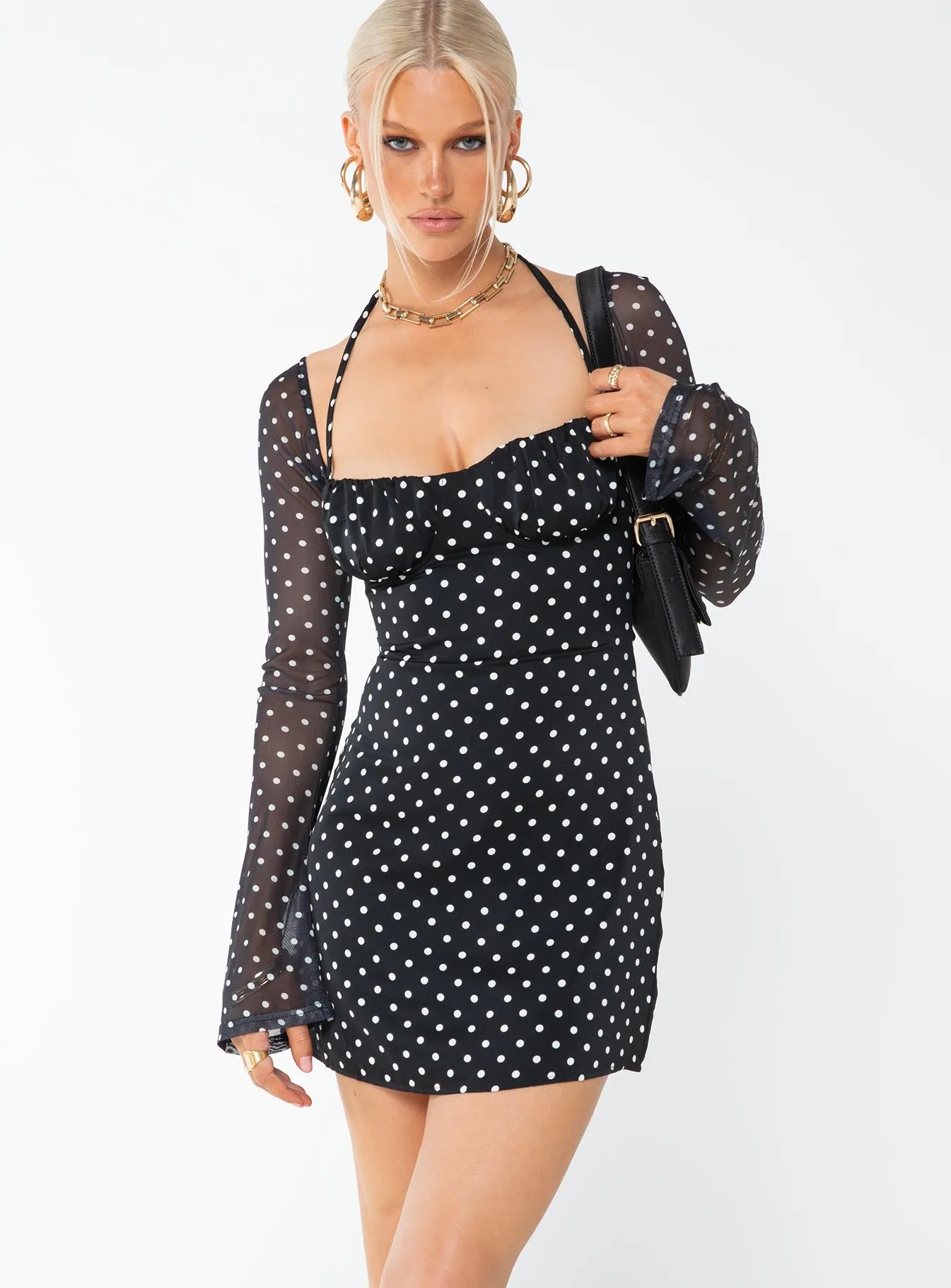 Dyer Mini Dress Black / Polka Dot sold by Princess Polly product image thumbnail 2