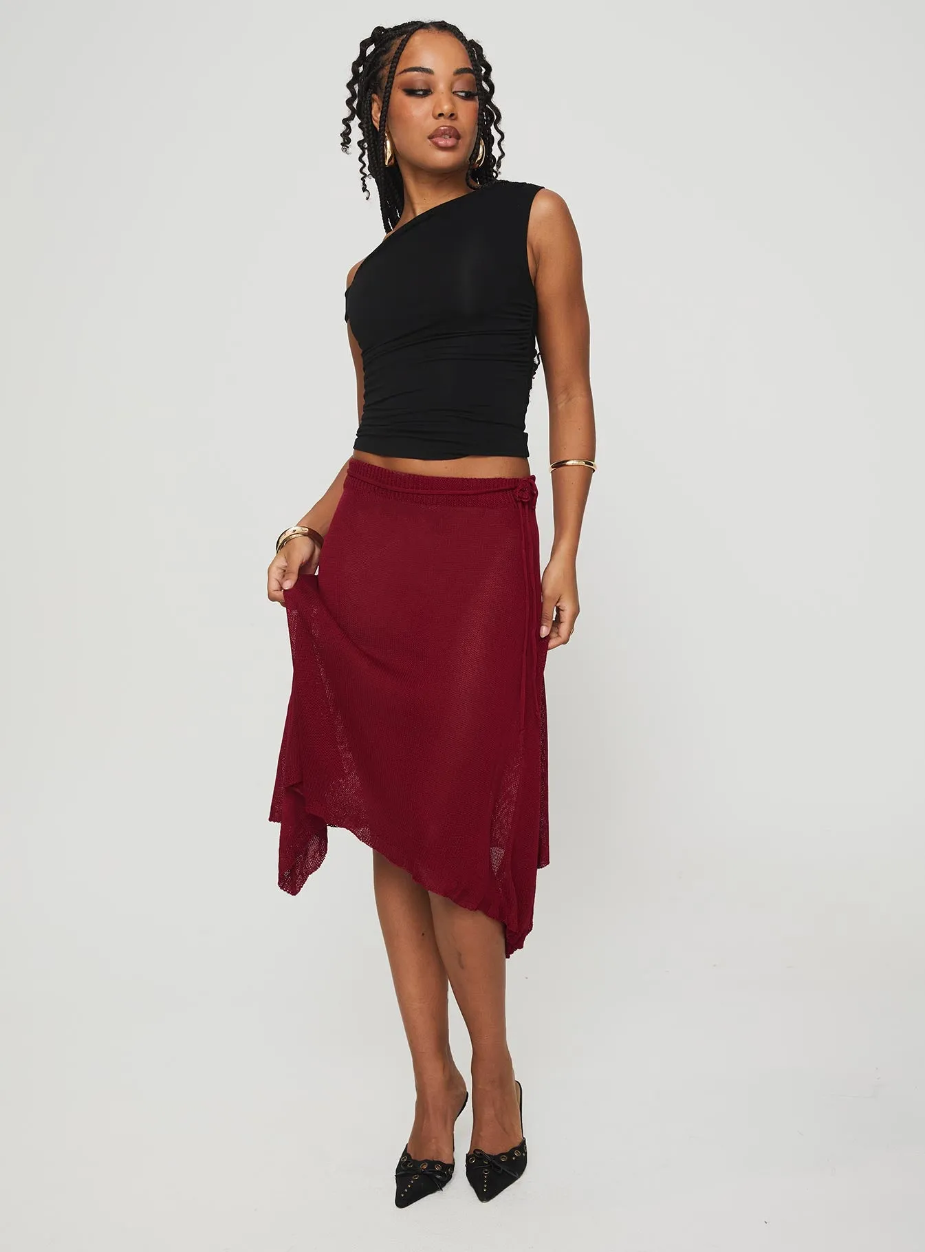 Leysa Midi Skirt Red sold by Princess Polly product image thumbnail 3