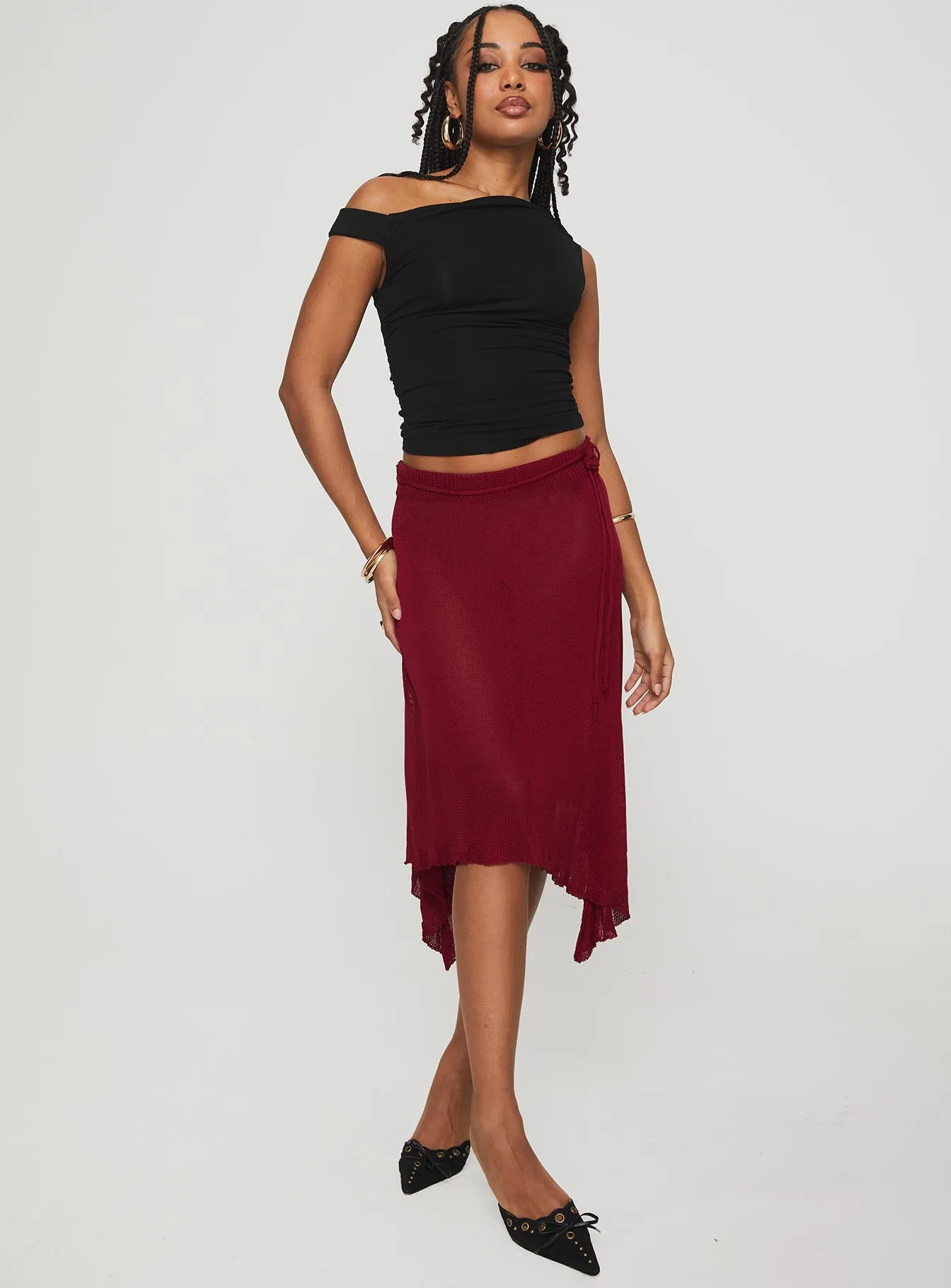 Leysa Midi Skirt Red sold by Princess Polly product image thumbnail 2