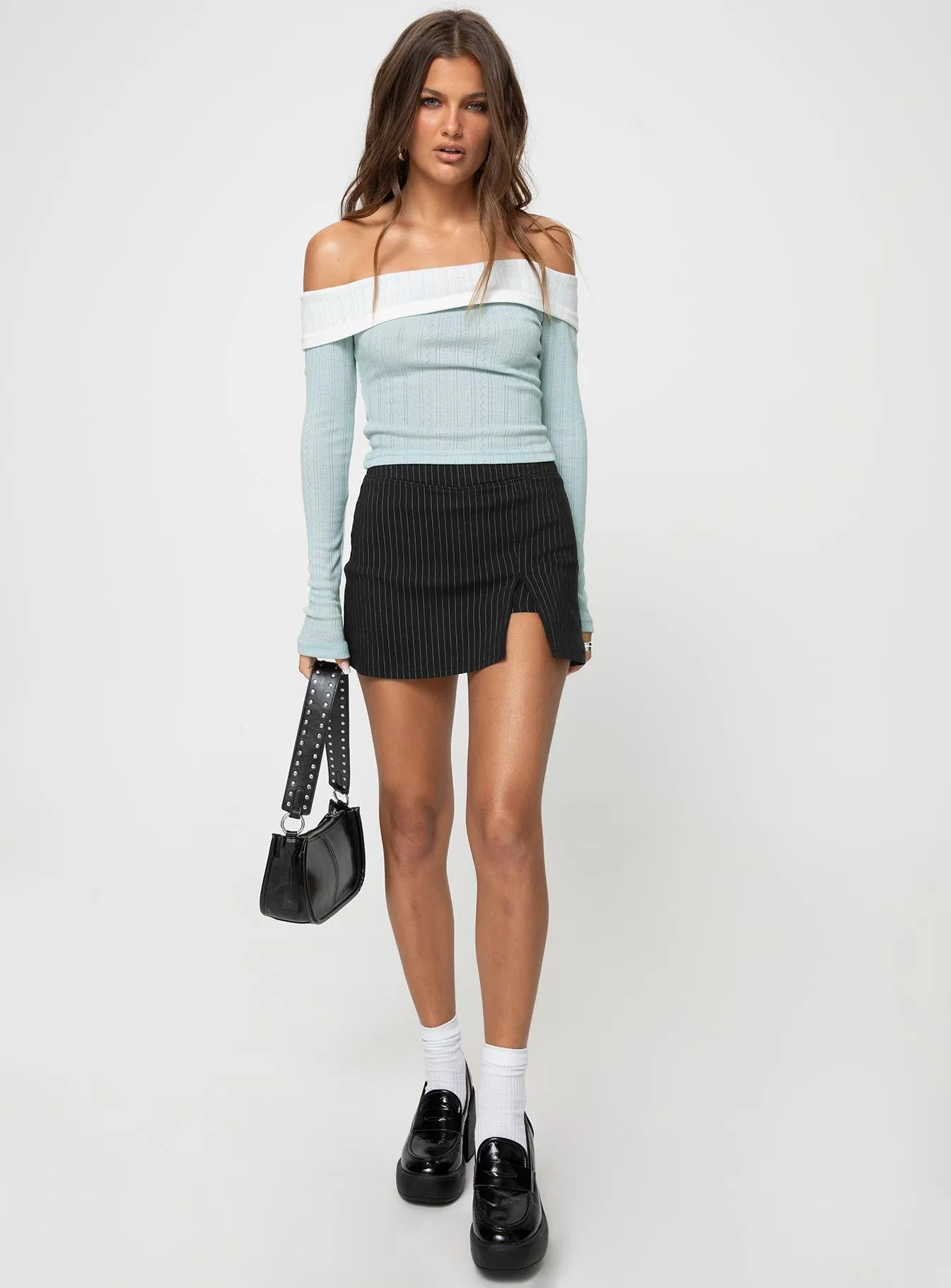 Lylan Off The Shoulder Top Blue sold by Princess Polly product image thumbnail 2