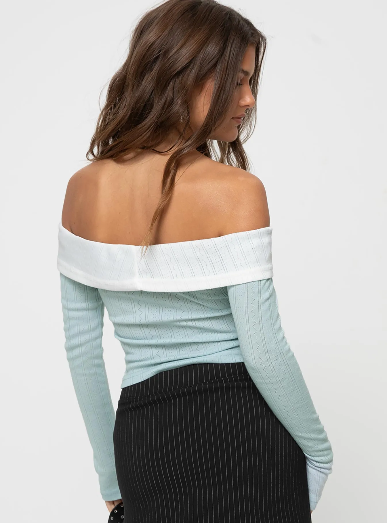 Lylan Off The Shoulder Top Blue sold by Princess Polly product image thumbnail 4